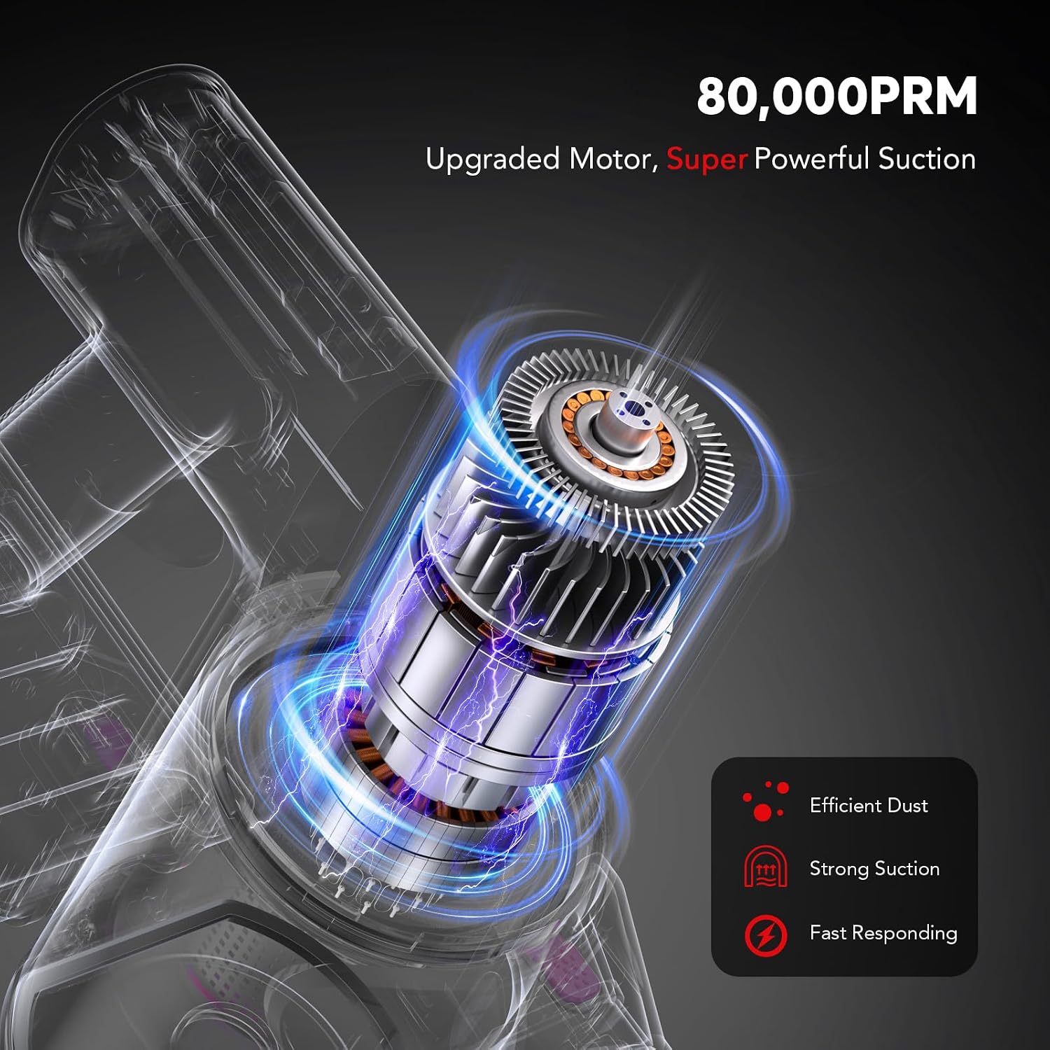 Comvtu Cordless Vacuum Cleaner Rechargeable with 2600mAh Detachable Battery, Powerful Vacuums with 2 Adjustable Modes, Lightweight Portable Stick Vacuum for Home (Afterglow Red)