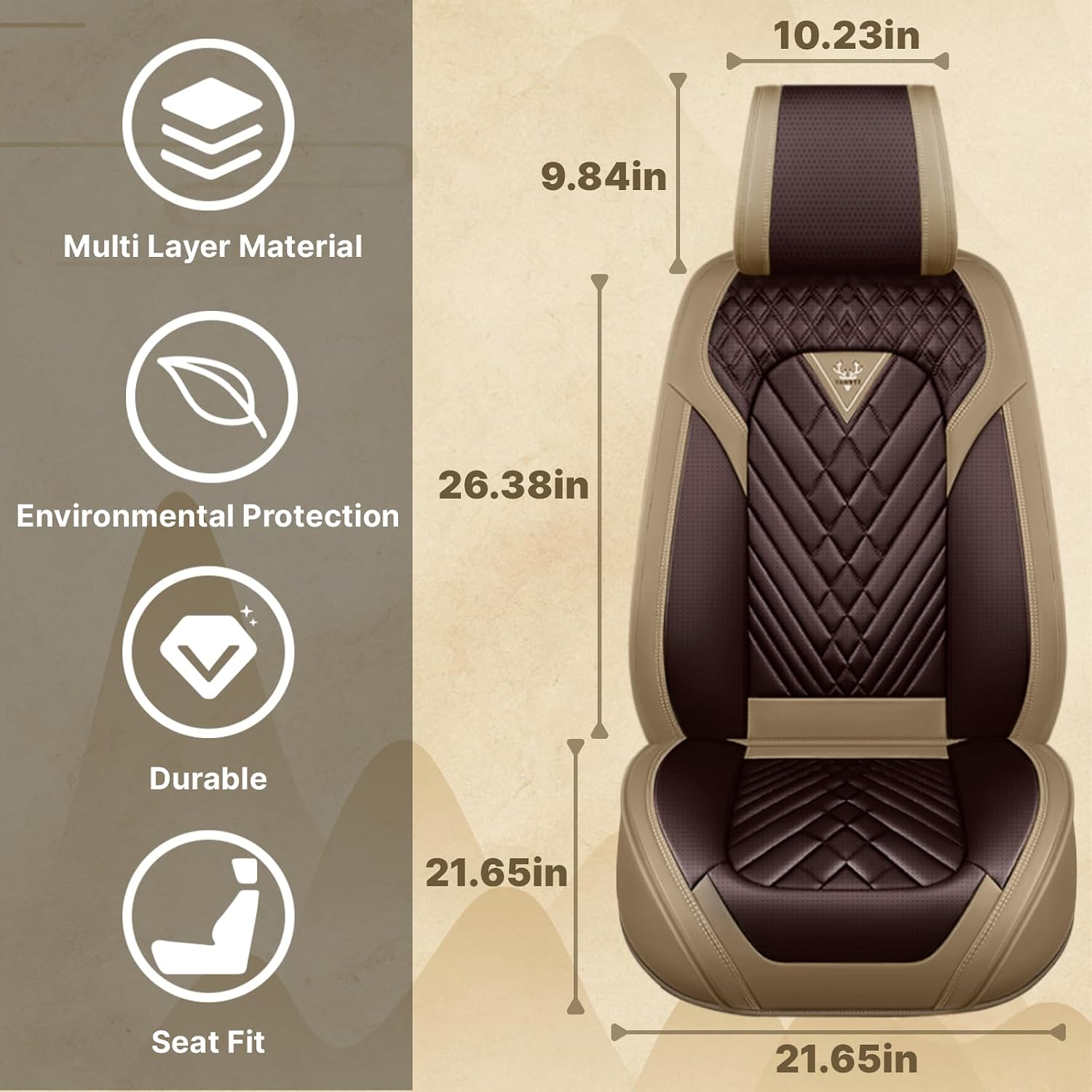 Fit for Ford F250 2011-2026 Seat Covers, Fashion Sport Seat Cover with Waterproof Leather, Airbag Safe Design Seat Protector (5 Front Seat Standard, Brown Coffee)