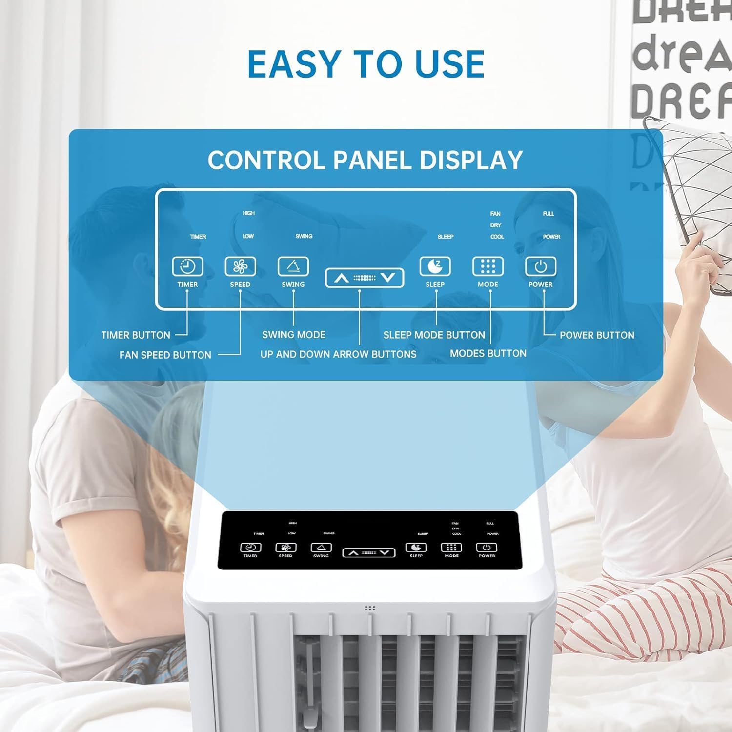 8,000 BTU Portable Air Conditioner, 3-1 AC Unit with Dehumidifier, Fan, Sleep Modes for Rooms Up to 350 Sq, Quiet Portable Cooling AC with Remote Control & 24H Timer for Bedroom, Apartments