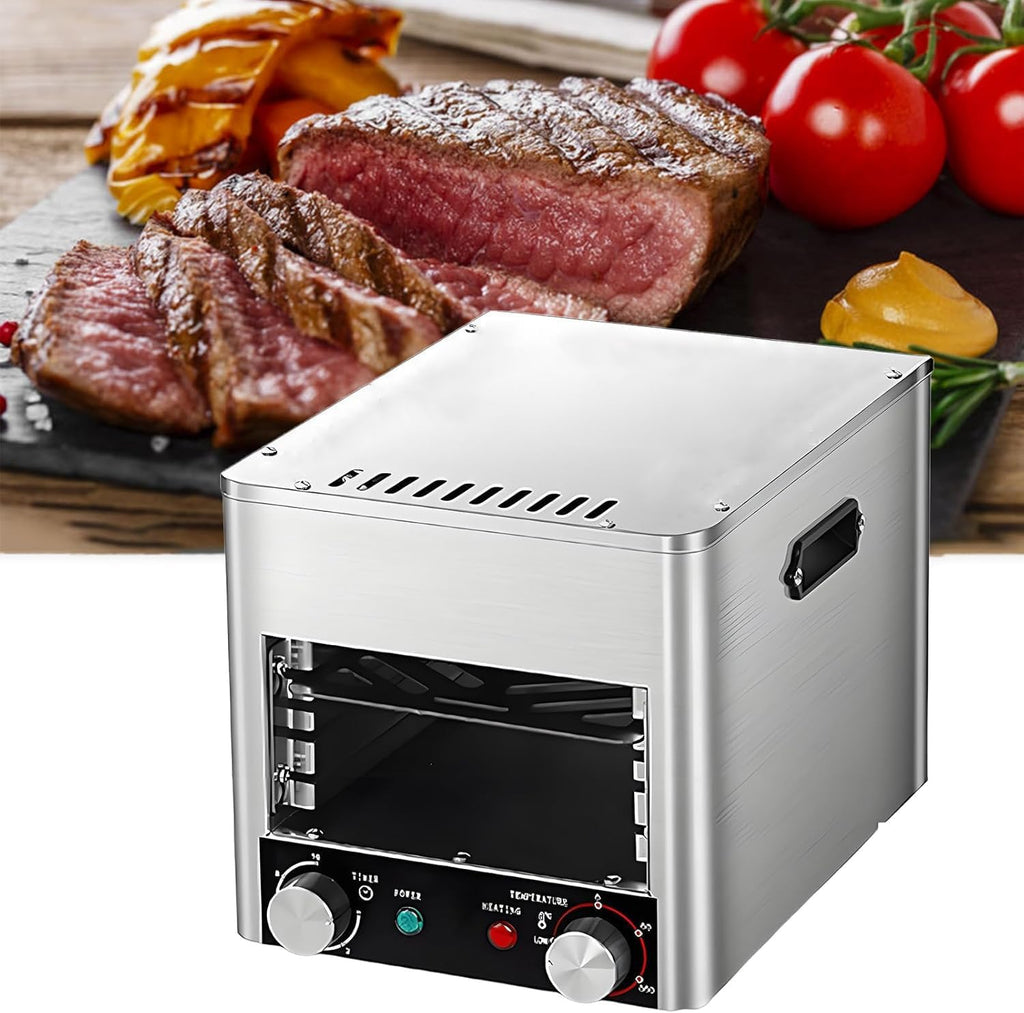 Smokeless Electric Broiler For Indoor Use, Comes With Broiler Tray And Grill, 800℃ Commercial Steak Stove For Cooking Steak, Fits On Kitchen Counter, Pork,steak Chicken, Vegetables(Size:220V,Color:A)