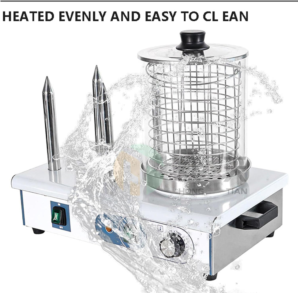 Hot Dog Steamer And Roll Warmer, Electric Sausage Maker With Detachable Lid And Aluminum Heating Rod, Electric Contact Grills Food Steamers For Meat - 550w/1200w,4 stick