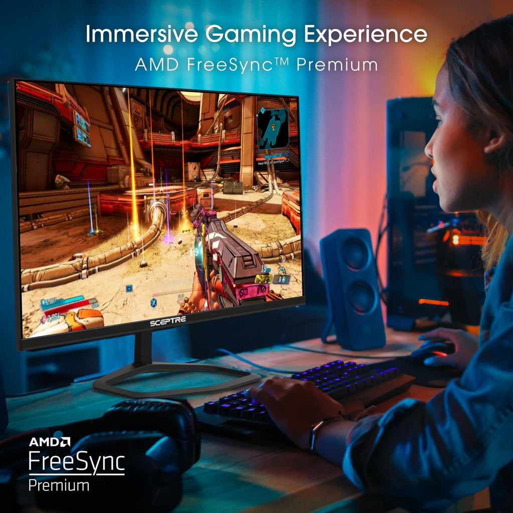 New! Sceptre 24.5-inch Gaming Monitor 240Hz 1ms DisplayPort x2 HDMI x2 100% sRGB AMD FreeSync Premium Build-in Speakers, Machine Black 2026 (E255B-FWD240 Series)
