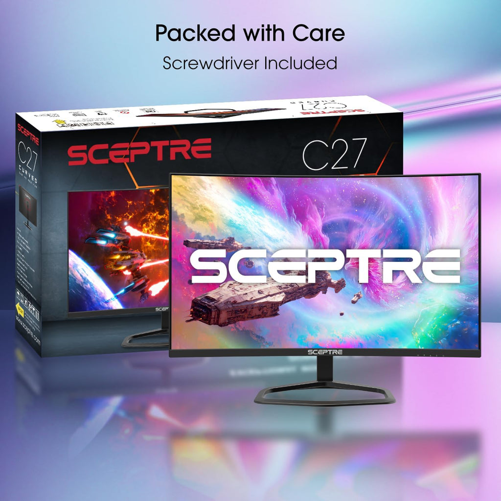 Sceptre 27-Inch Curved Gaming Monitor, FHD 1080p, 240Hz, 1500R, DisplayPort & HDMI x2, Built-in Speakers, Machine Black (C275B-FWT240 Series, 2026)