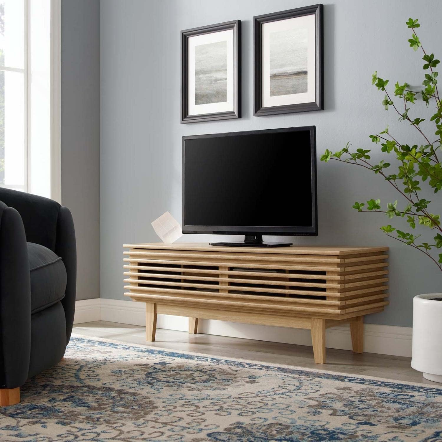 Modway Render Mid-Century Modern Low Profile 46 Inch TV Stand in Oak, 46'