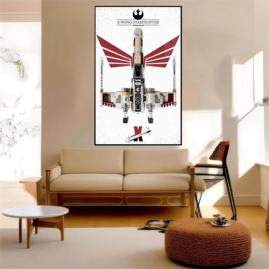 Display Wallboard, Compatible with Lego 75355 UCS X Wing Fighter wall mount Display Stand, On-Wall Photo Frame Storage Display Board 75355 (Wall Panel Only) (Style B)