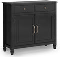 SIMPLIHOME Connaught 40-inch Wide Solid Wood Storage Cabinet in Black for Entryway, Living Room, Organizer for Hats, Gloves, Shoes, Keys, Slim Design, Traditional Style