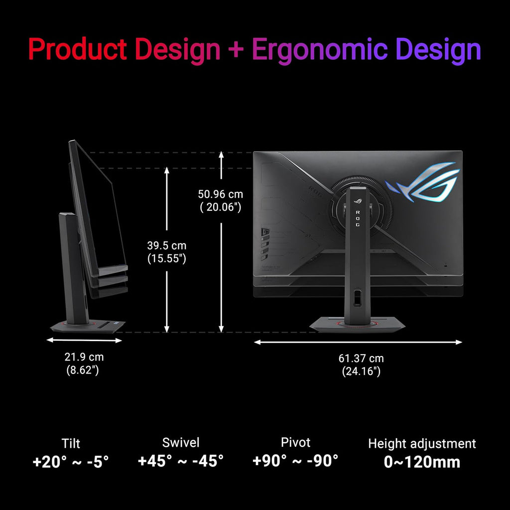 ASUS ROG Strix 27' 4K HDR USB-C Gaming Monitor (XG27UCG) – UHD (3840x2160) Dual Mode (4K 160Hz or FHD 320Hz), 1ms, Fast IPS, Extreme Low Motion Blur Sync, G-SYNC Compatible, AI Gaming, 3yr Warranty