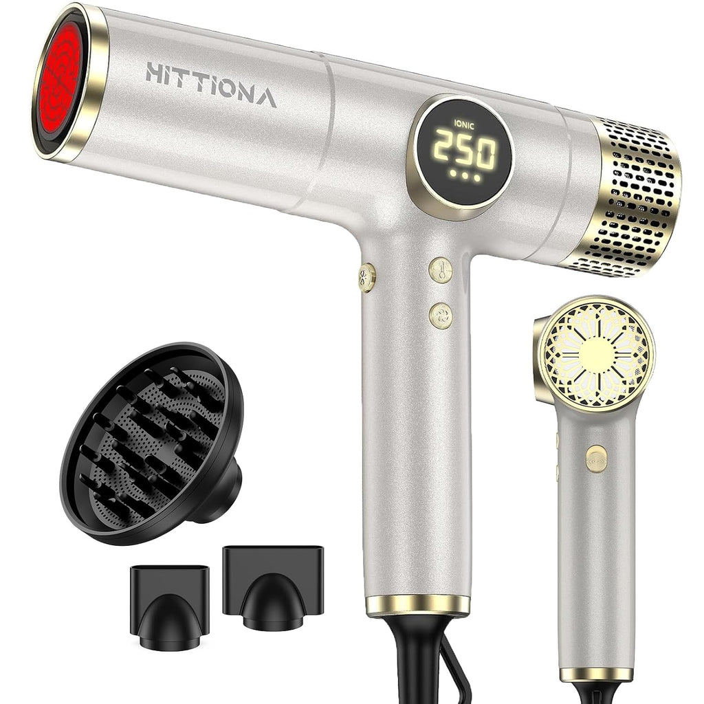 Infrared Ionic Hair Dryer with Diffuser - 2000W Dual Voltage Blow Dryer Gift for Women, Fast Drying, Frizz Control, Lightweight & Low Noise, Red Light & Negative Ions, European Travel 110V-240V