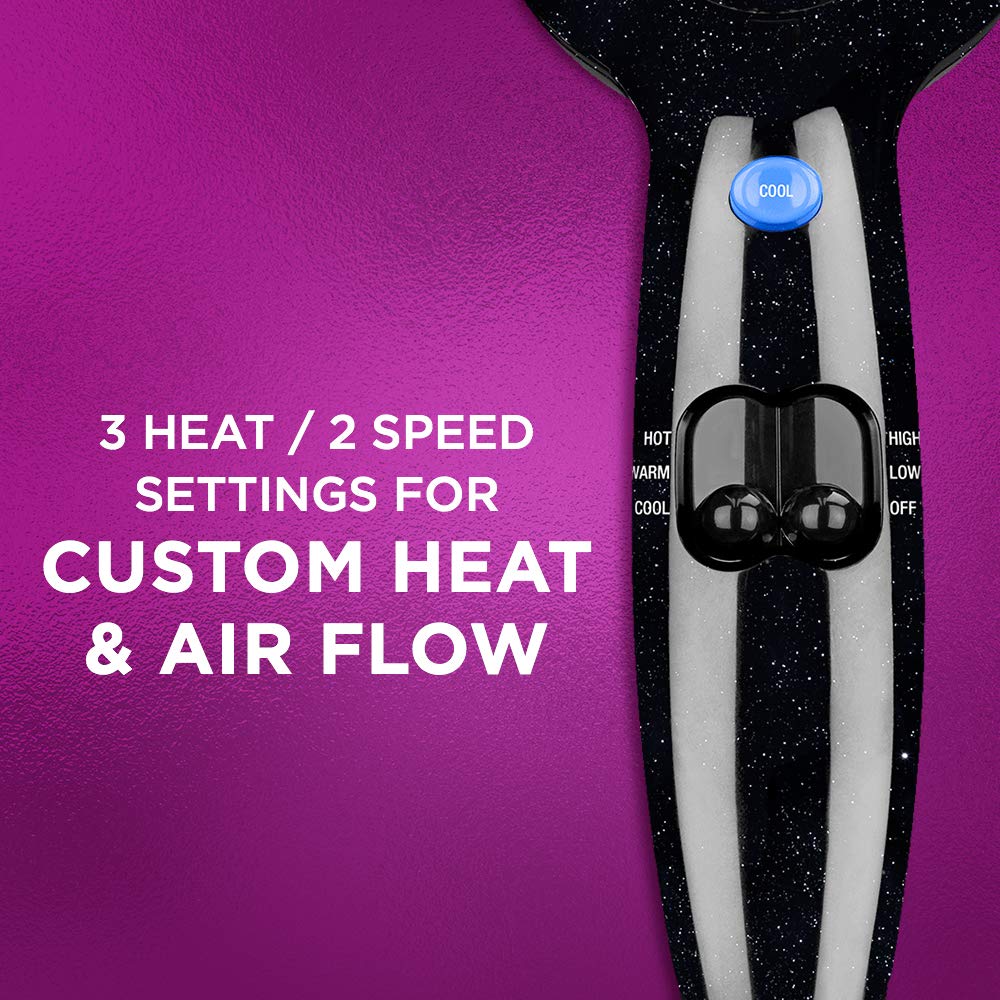 Conair Hair Dryer,1875W Full-Size Hair Dryer with Ionic Conditioning,Blow-Dryer,Tourmaline Ceramic Technology for Quick Drying,Black/Chrome,(Pack of 4)