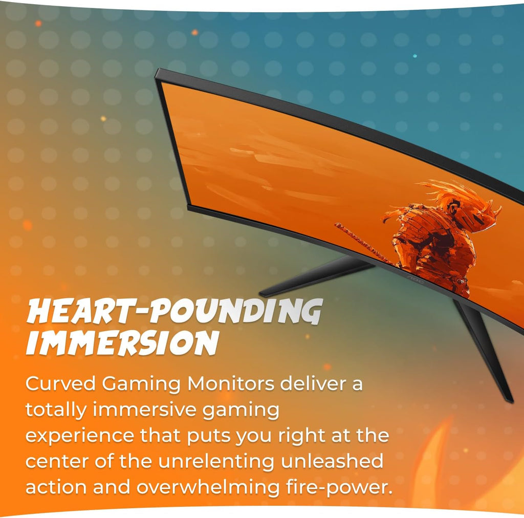 AOC C32G2ZE 32' Curved Frameless Gaming Monitor, Full HD 1920x1080, VA, 0.5ms 240Hz, AMD FreeSync Premium, DP/HDMI/VGA, VESA, 3-3-1 Re-Spawn Program, Xbox PS5 Switch,Black