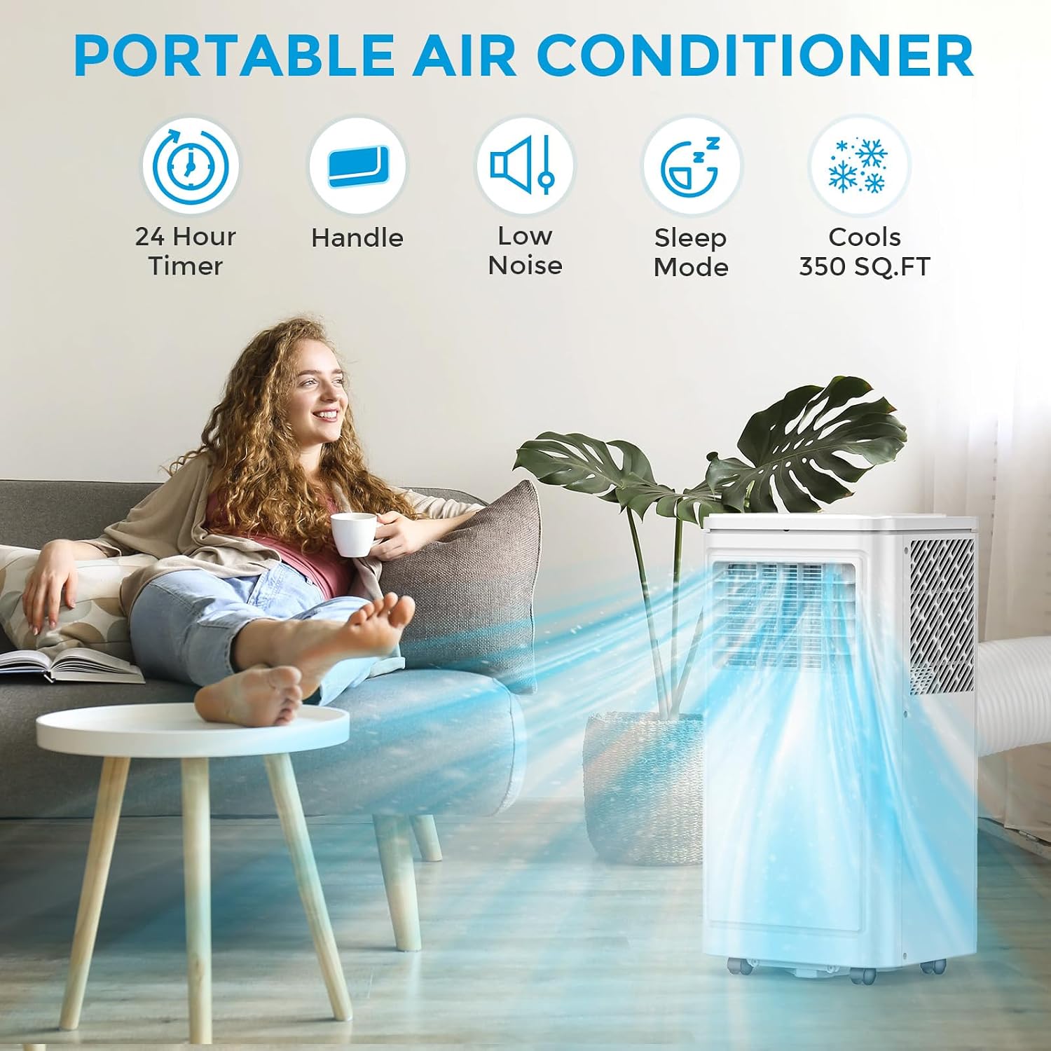 Antarctic Star Portable Air Conditioners 8,000 BTU, 3-in-1 Portable AC Unit for Rooms up to 350 Sq.Ft, Mini Air Conditioner for Bedroom with Cooling, Dehumidifier & Fan Mode, 24H Timer, Sleep Mode