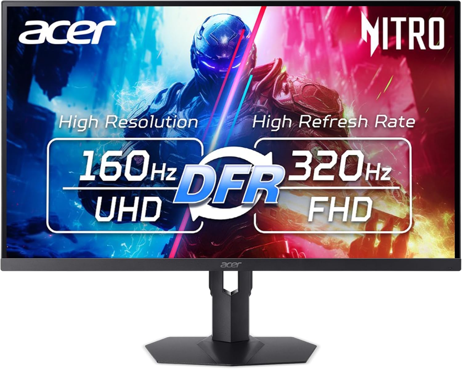 Acer Nitro 27' 4K UHD 3840 x 2160 Gaming IPS MiniLED Monitor | AMD FreeSync Premium | 160Hz Refresh Rate to FHD 320Hz (DFR) | Up to 0.5ms | 1 x Display Port 1.4 & 2 x HDMI 2.1 Ports | XV275K V3biipprx