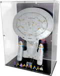 Display Case Compatible with Lego Set 10356 U.S.S. Enterprise NCC-1701-D - Set Not Included - Acrylic Showcase Display with Pre-Printed Background and Base (Vertical)
