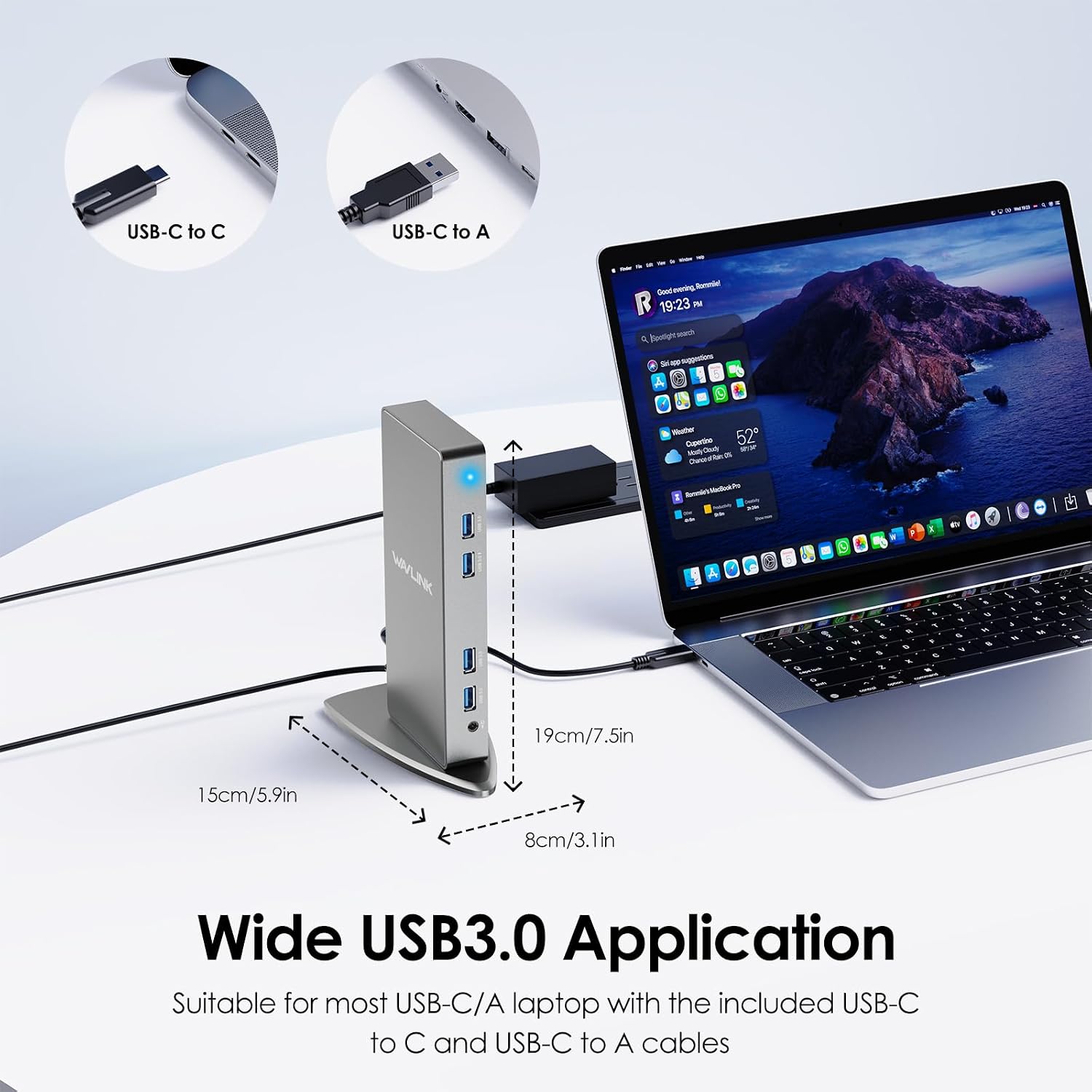 DisplayLink Docking Station Dual Monitor,WAVLINK 14-in-1 USB-C/A Laptop Dock with 2x5K HDMI,2x5K DP,1000Mbps Ethernet,6 USB 3.0,Audio&Mic,for New MacBook Neo M1/M2/Intel,Dell,HP,Surface Pro