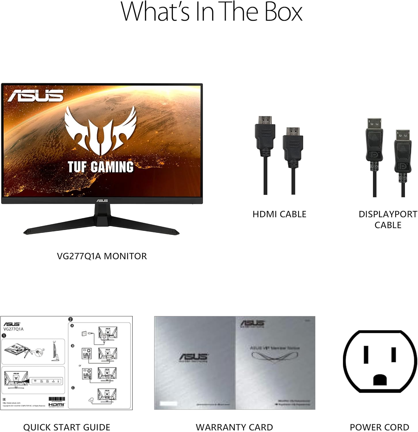 ASUS TUF Gaming 27 Inch Gaming Monitor - Full HD, 1080P, 165Hz (Supports 144Hz), 1ms, Extreme Low Motion Blur, FreeSync Premium, Shadow Boost, Eye Care, HDMI, DisplayPort, Tilt Adjustable - VG277Q1A