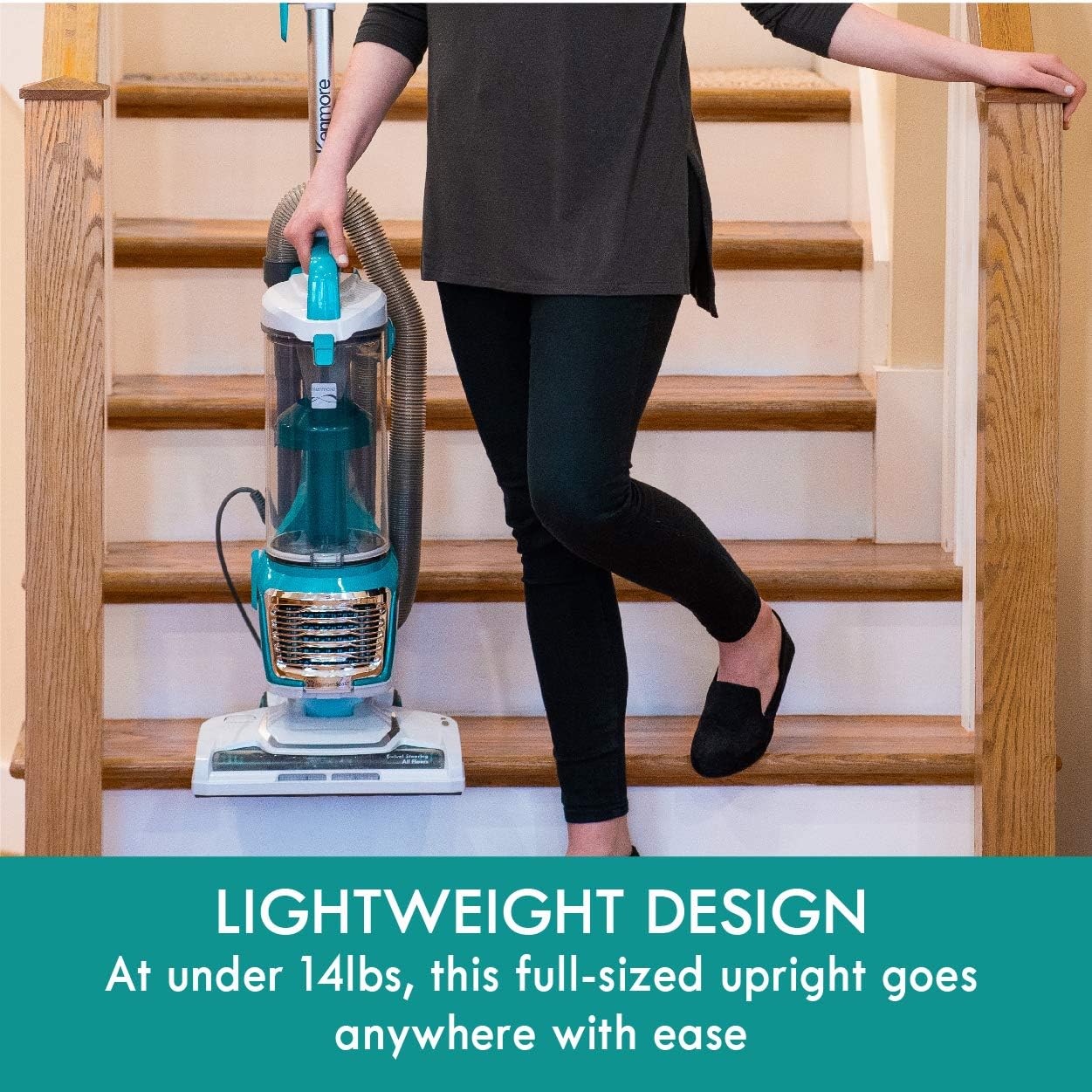 Kenmore Bagless Upright Vacuum 2-Motor Power Suction Lightweight Carpet Cleaner with 10'Hose, HEPA Filter, 2 Cleaning Tools for Pet Hair, Hardwood Floor, Green, 2 Liters