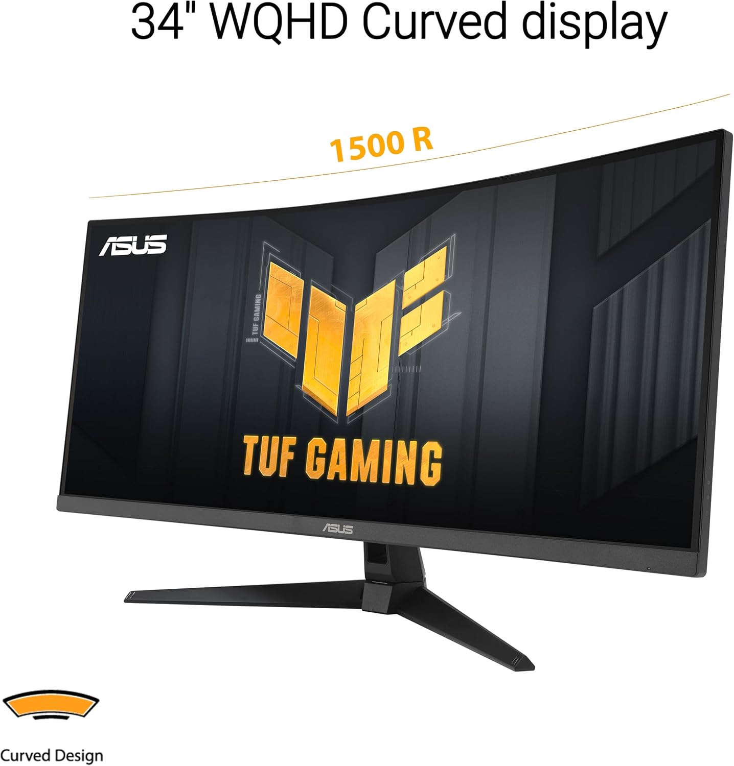 ASUS TUF Gaming 34' Ultra-Wide Curved Monitor (VG34VQ3B) – 21:9 QHD (3440x1440), 180Hz, 1ms, Extreme Low Motion Blur Sync, FreeSync Premium, Speaker, 90% DCI-P3, DisplayWidget Center, 3 yr Warranty