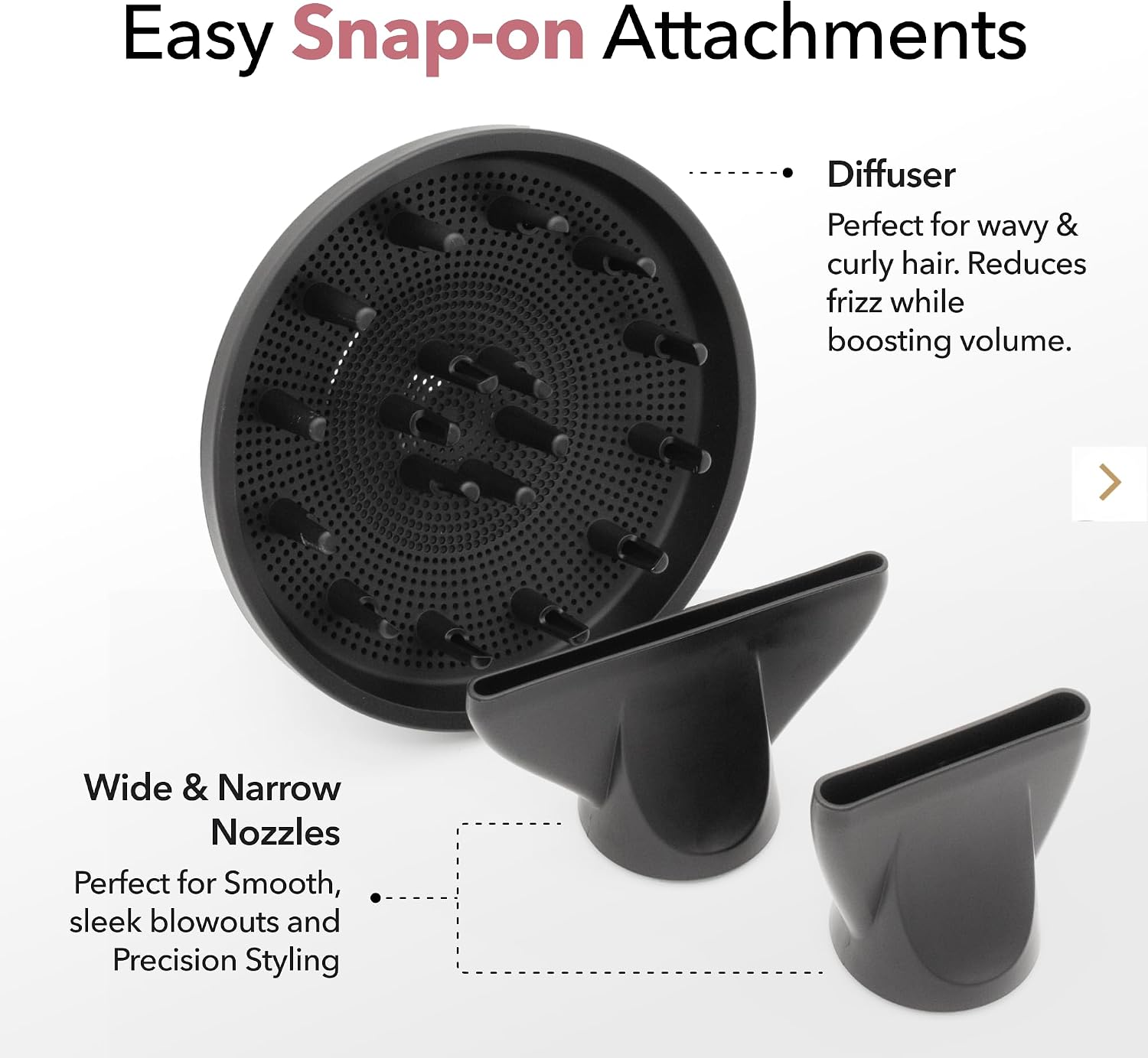 SRILabs DryQ 'Smart' Hair Dryer - Super Lightweight, Foldable - Powerful, Quiet Motor - Infrared and Ionic Technology - 3 Magnetic Attachments - Heat Control with Locking Switch