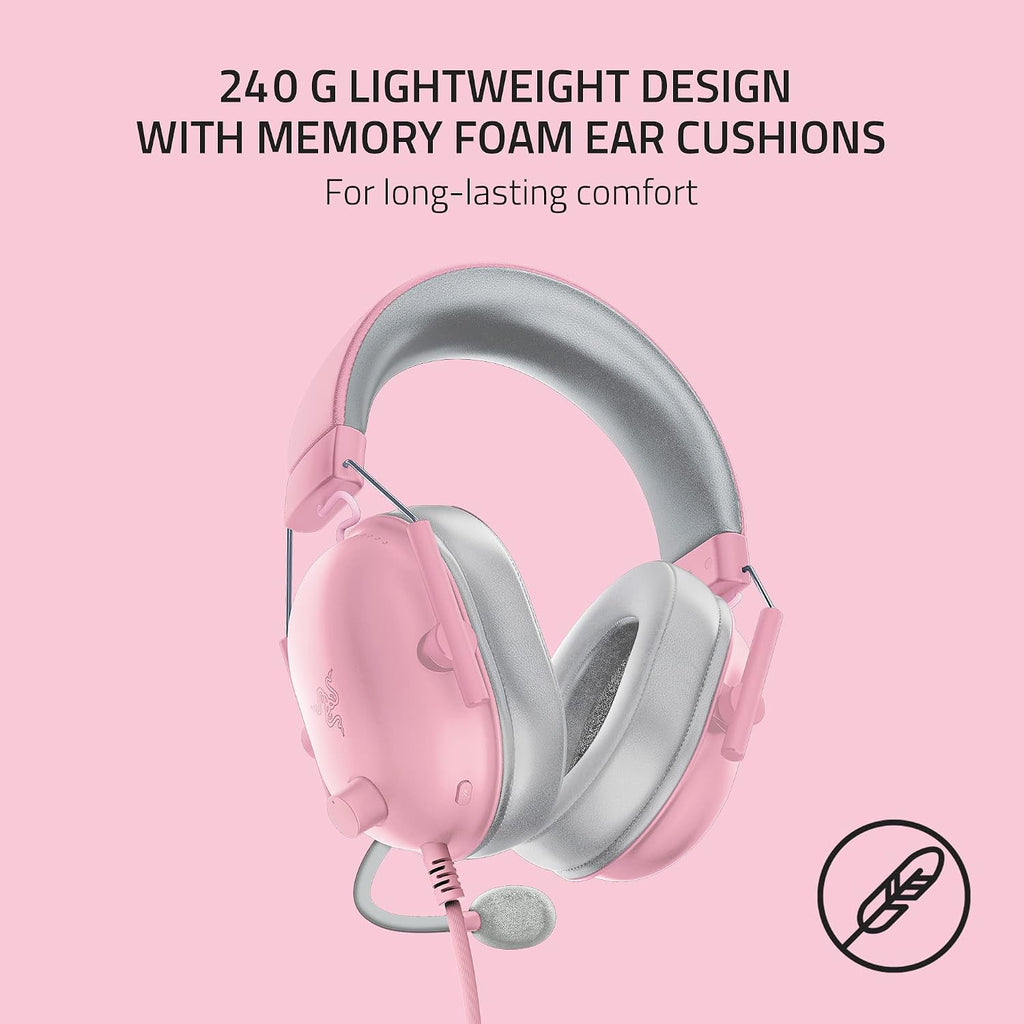 Razer BlackShark V2 X Gaming Headset: 7.1 Surround Sound - 50mm Drivers - Memory Foam Cushions - for PC,PS4,PS5,Switch - 3.5mm Audio Jack - Quartz Pink,(Pack of 8)