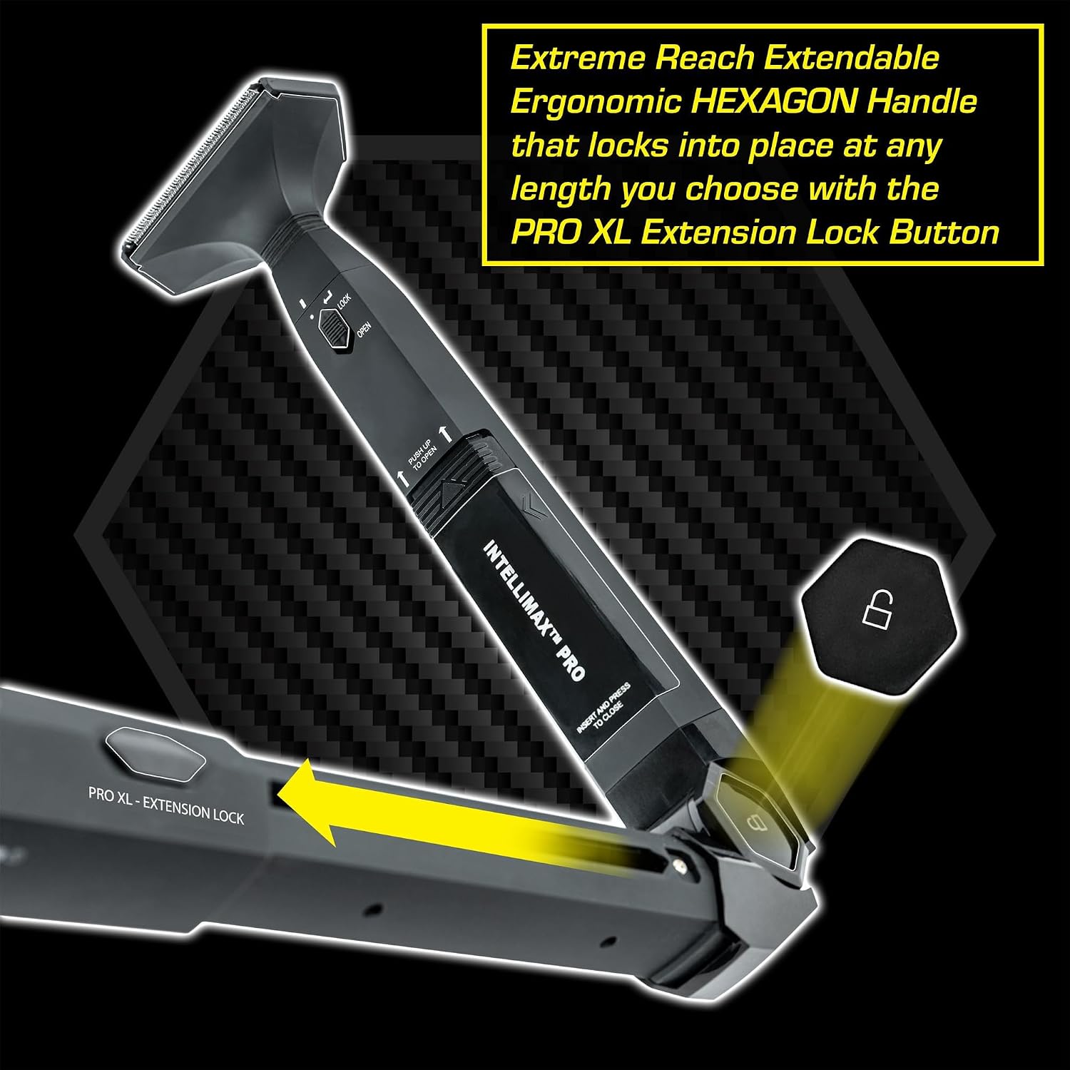 MANGROOMER - INTELLIMAX PRO - New Back Shaver with 2 Shock Absorber Flex Heads, Power Hinge, Extreme Reach Handle and Advanced 2.7' Extra-Wide Blade Design (Version 3.0)