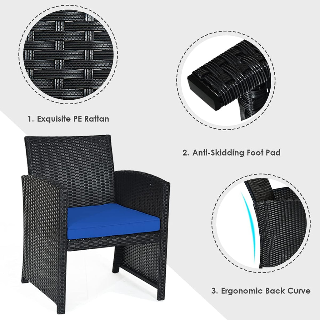 Tangkula 8 Pieces Patio Wicker Conversation Furniture Set, Patiojoy Sofa & Table Set w/4 Seats, Outdoor Rattan Sofa Set for Balcony Backyard, Wicker Chair Set with Tempered Glass Coffee Table