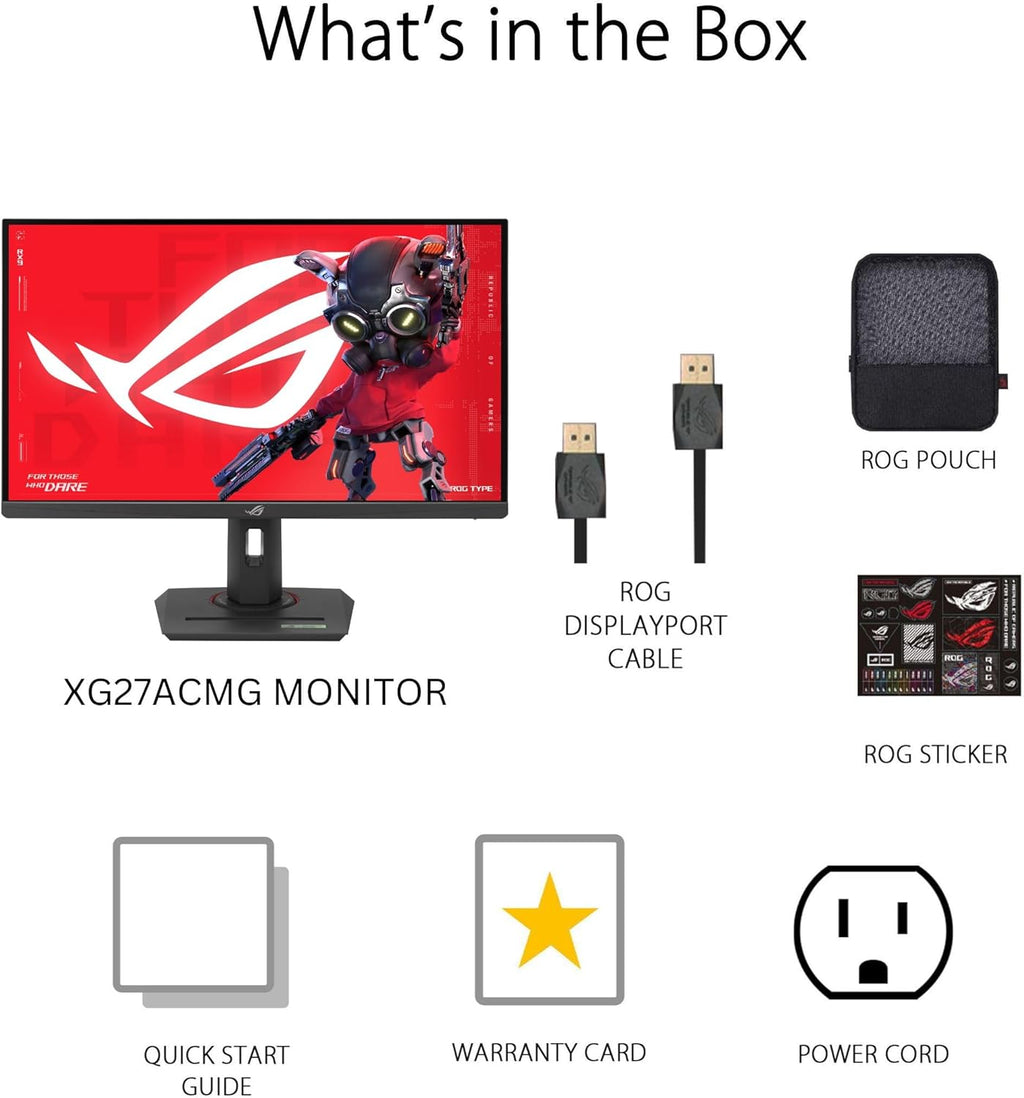ASUS ROG Strix 27' 1440P USB-C HDR Gaming Monitor (XG27ACMG) - QHD (2560x1440), 270Hz, 1ms, Fast IPS, Extreme Low Motion Blur Sync, G-SYNC Compatible, DisplayWidget, Tripod Socket, 3 yr Warranty