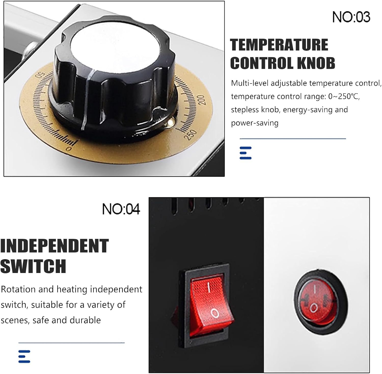 Hot Dog Roller, 4 Rollers 8 Hot Dogs Capacity 600W Stainless Sausage Grill Cooker Machine with 0-250℃ Control Knob Automatic Electric Contact Grills Separate Oil Pan