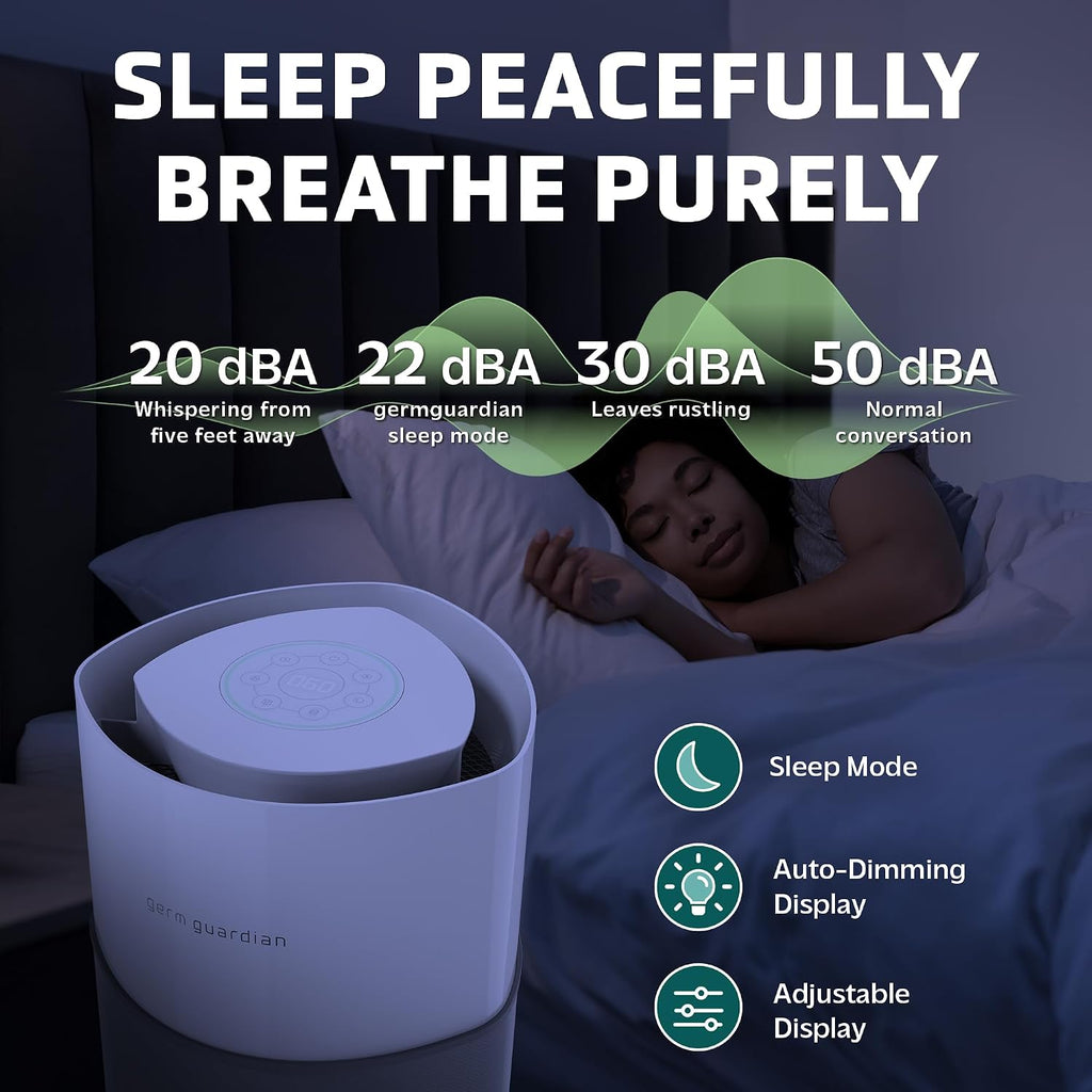 GermGuardian AirSafe XL Smart Air Purifier for Home 360° True HEPA Filter, WiFi and App Enabled, Air Quality Monitor, Large Rooms Up to 1680 Sq Ft, For Smoke, Dust, Pet Dander, Gray/White, AP3250