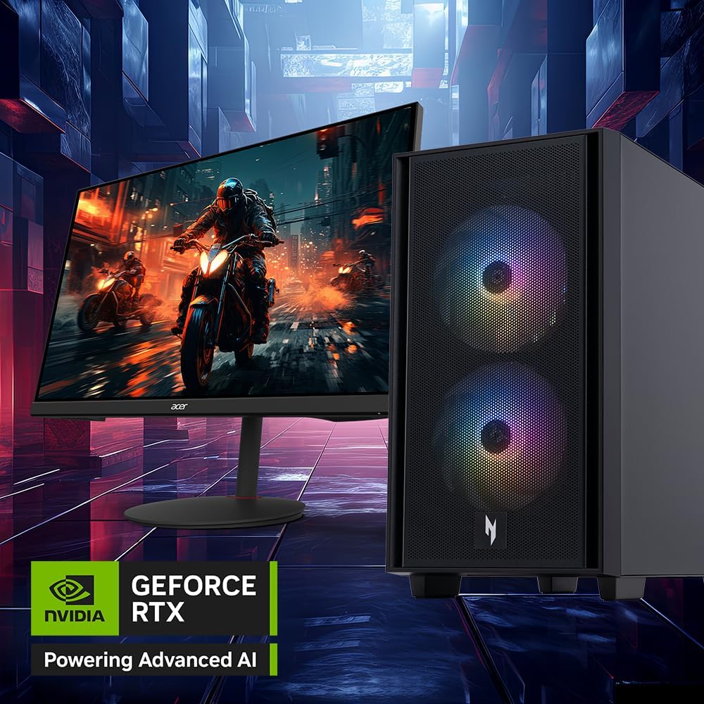 acer Nitro 60 N60-640-UR21 Gaming Desktop | Intel Core i5-14400F 10-Core Processor | NVIDIA GeForce RTX 5060 Graphics (614 AI Tops) | 16GB DDR5 | 1TB PCIe Gen 4 SSD | Wi-Fi 6 | Gigabit Ethernet