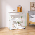 Display Cabinet with Glass Doors, Glass Display Cabinet with Lock, 2-Tier Curio Cabinet&Bookcase for Collectibles, Toys, Books, Glass Storage Cabinet, 32' W x 34' H x 14' D