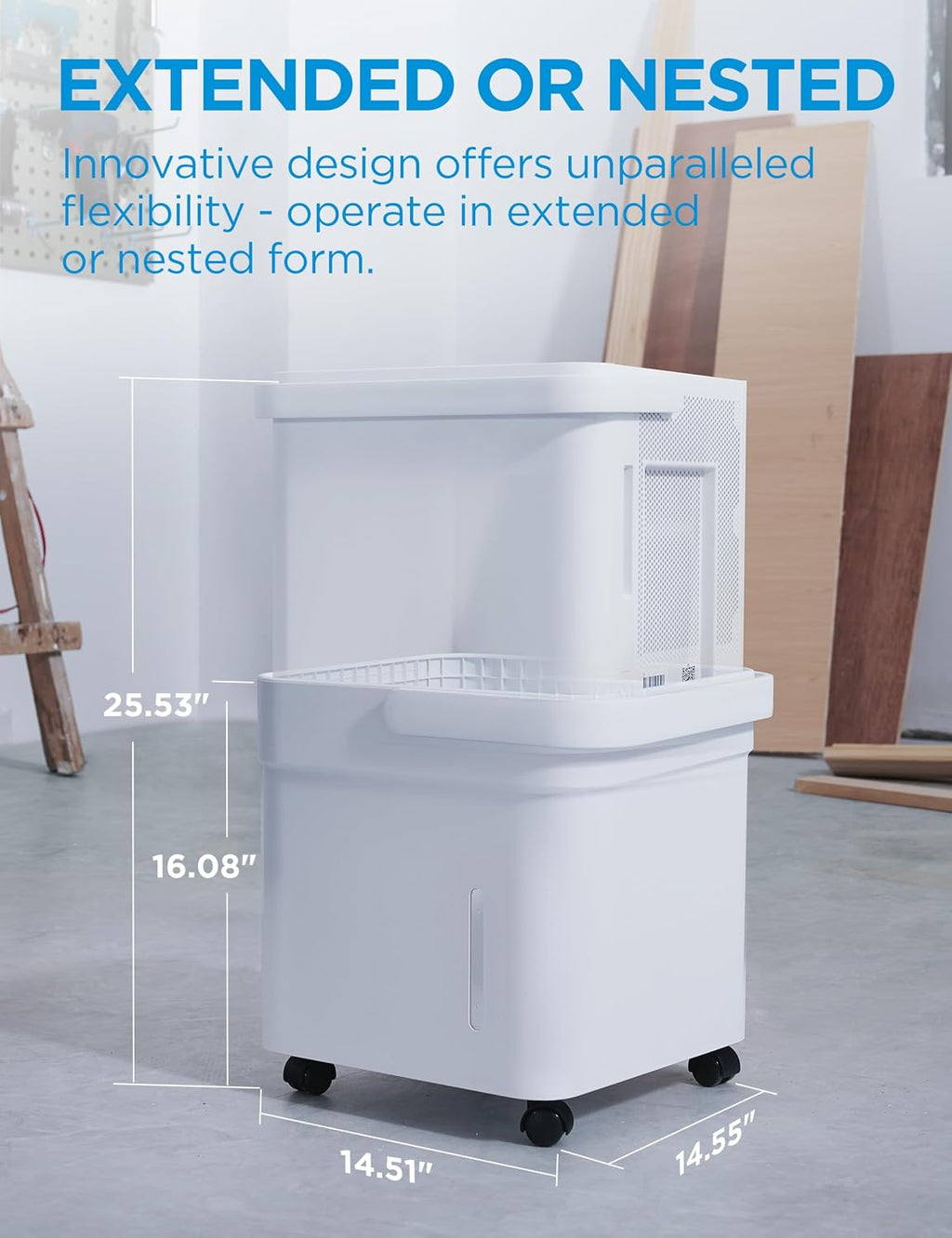 Midea Cube 35 Pint Dehumidifier for Basement and Rooms at Home for up to 3,500 Sq. Ft., Smart Control, Compatible with Alexa (White), Drain Hose Included