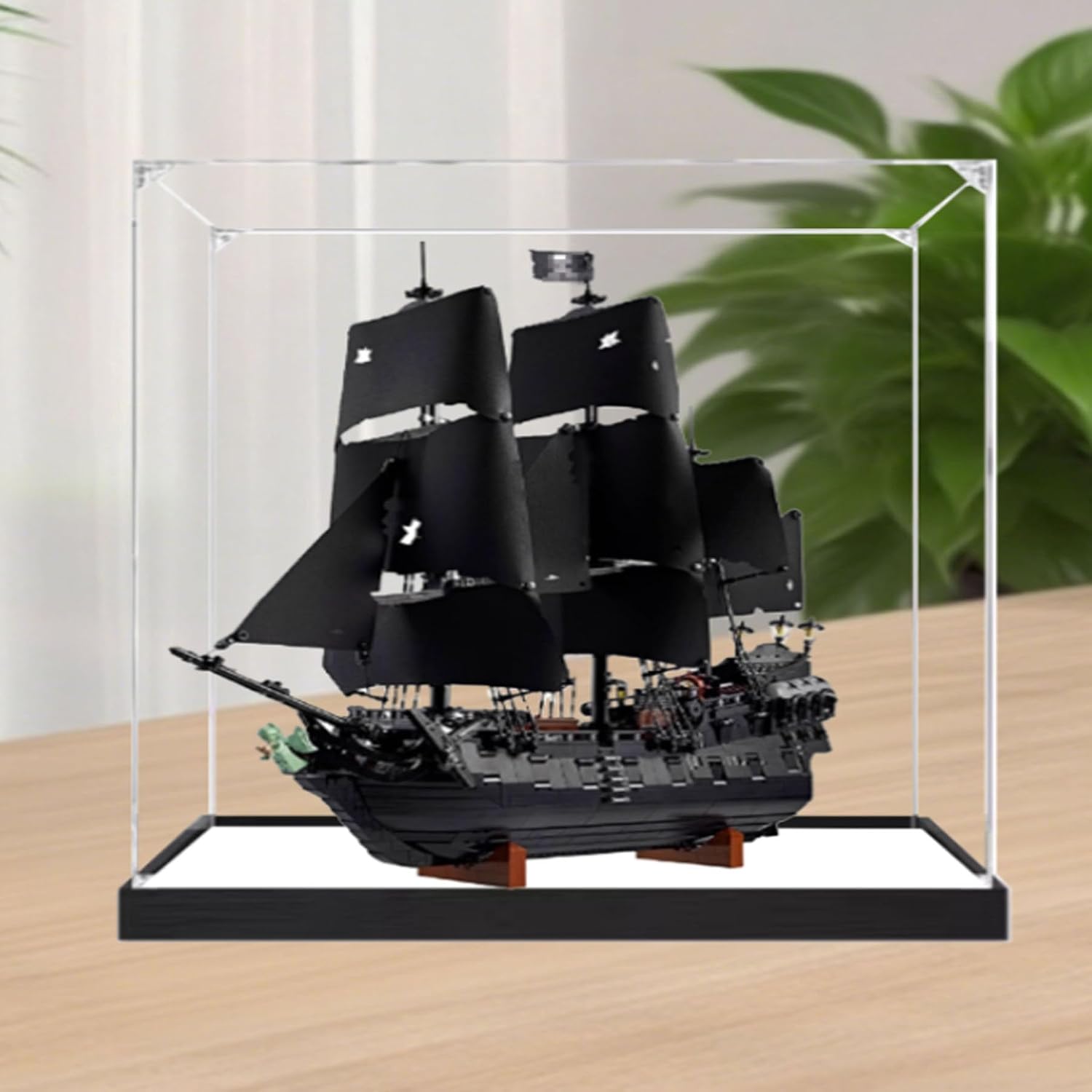 Dustproof Clear Acrylic Display Case,Designed for Lego 10365 Caribbean Pirate Ship Model Dustproof Box, Storage Box(Model Kit Not Included) (Black Mirror 3mm)