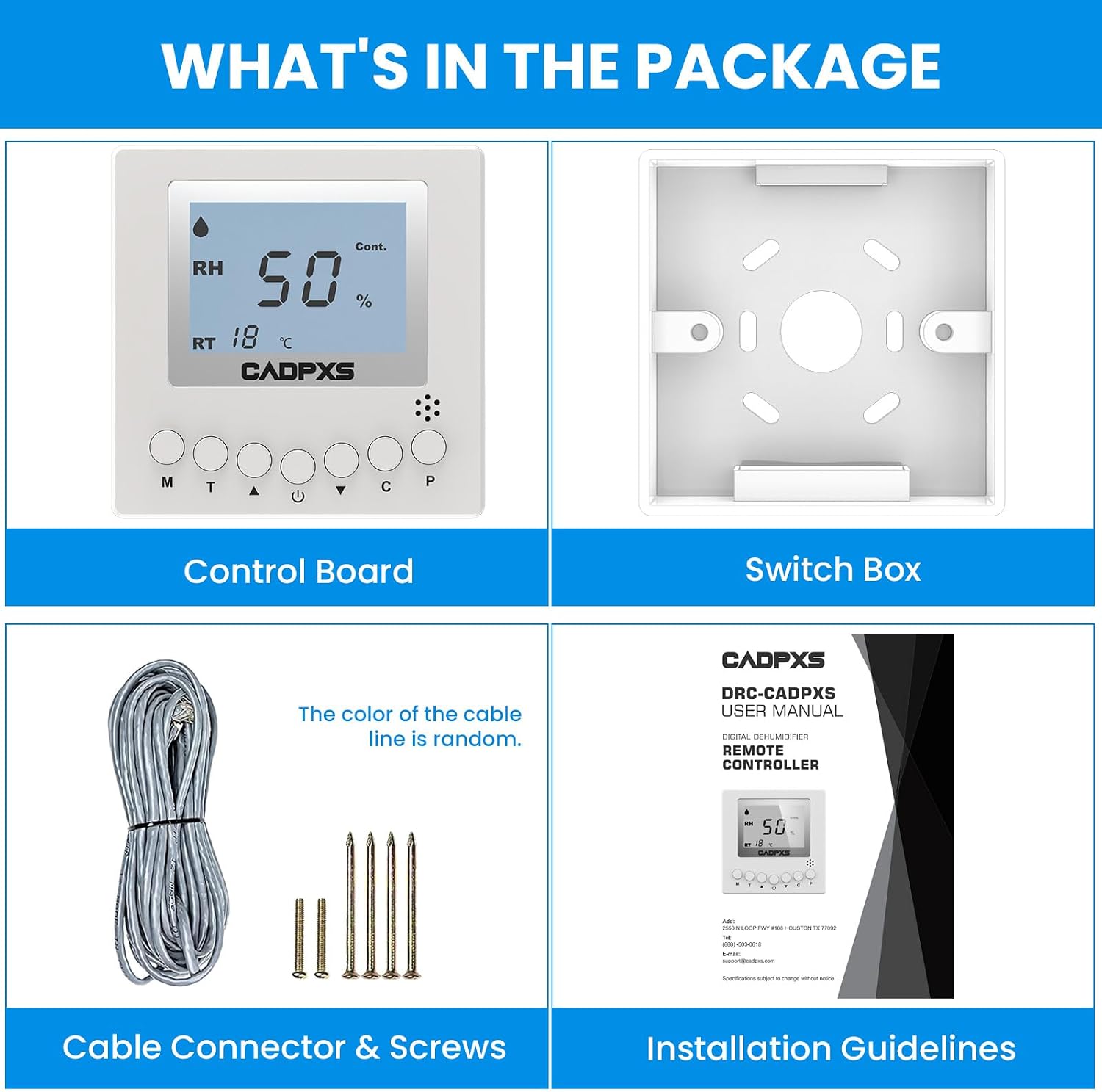 CADPXS Remote Controller for Remois X70 / XP70 / X125 / XP125 / X145 / XP145 Basement/Crawl Space Dehumidifier - Digital Humidity & Temperature Control, 25ft Cable, Adapt The Humidity Level