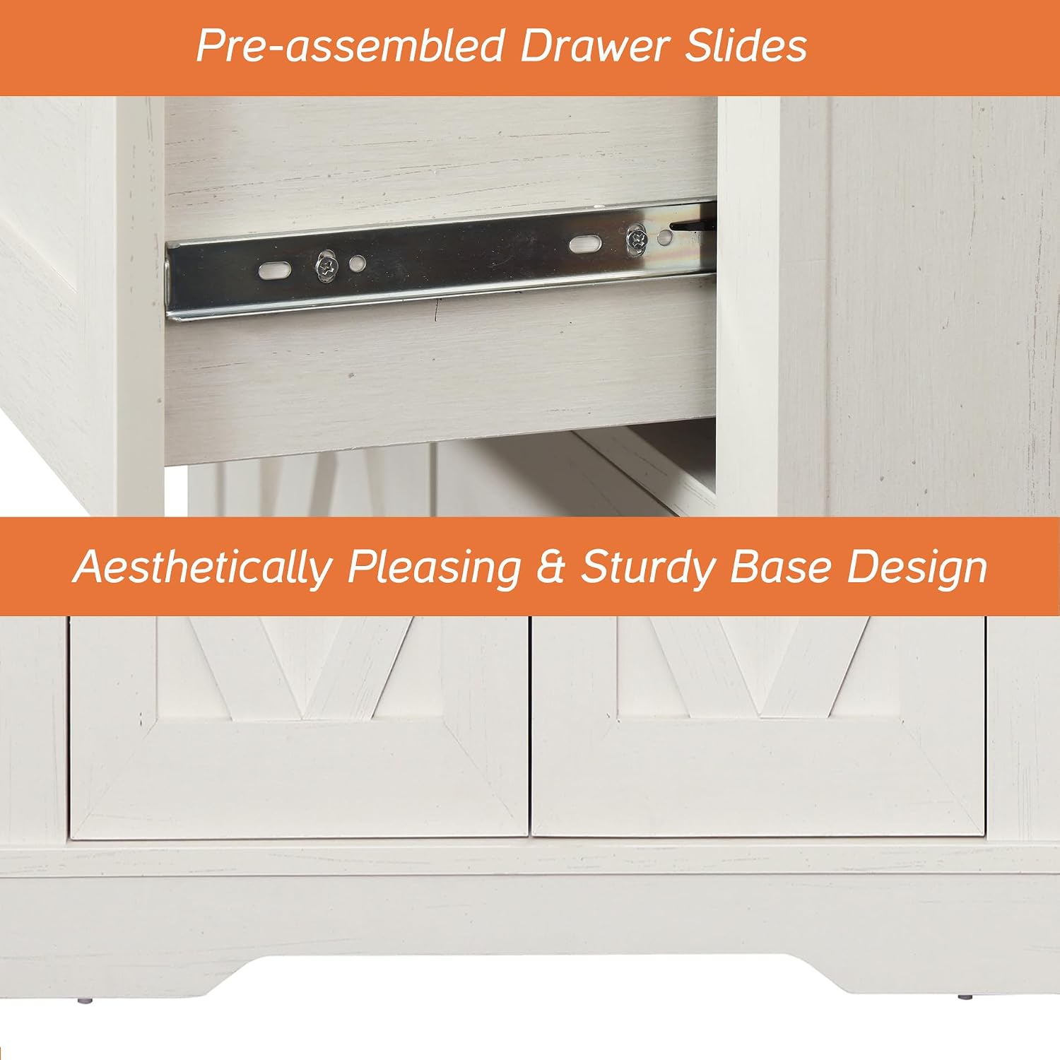 WAMPAT Farmhouse 5-Tier Bookcase with Barn Door Cabinets,73.3' Tall Standing Rustic Bookshelves,63' Wide Modern Farmhouse Display Storage Cabinet with Adjustable Shelves for Home,Office,Rustic White