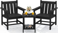 SEWRWALL 3 Pieces Patio Bistro Set, All Weather Adirondack Chair Set with Side Table, HDPE Material Outdoor Patio Furniture Set for Balcony, Porch, Garden, Backyard- Black