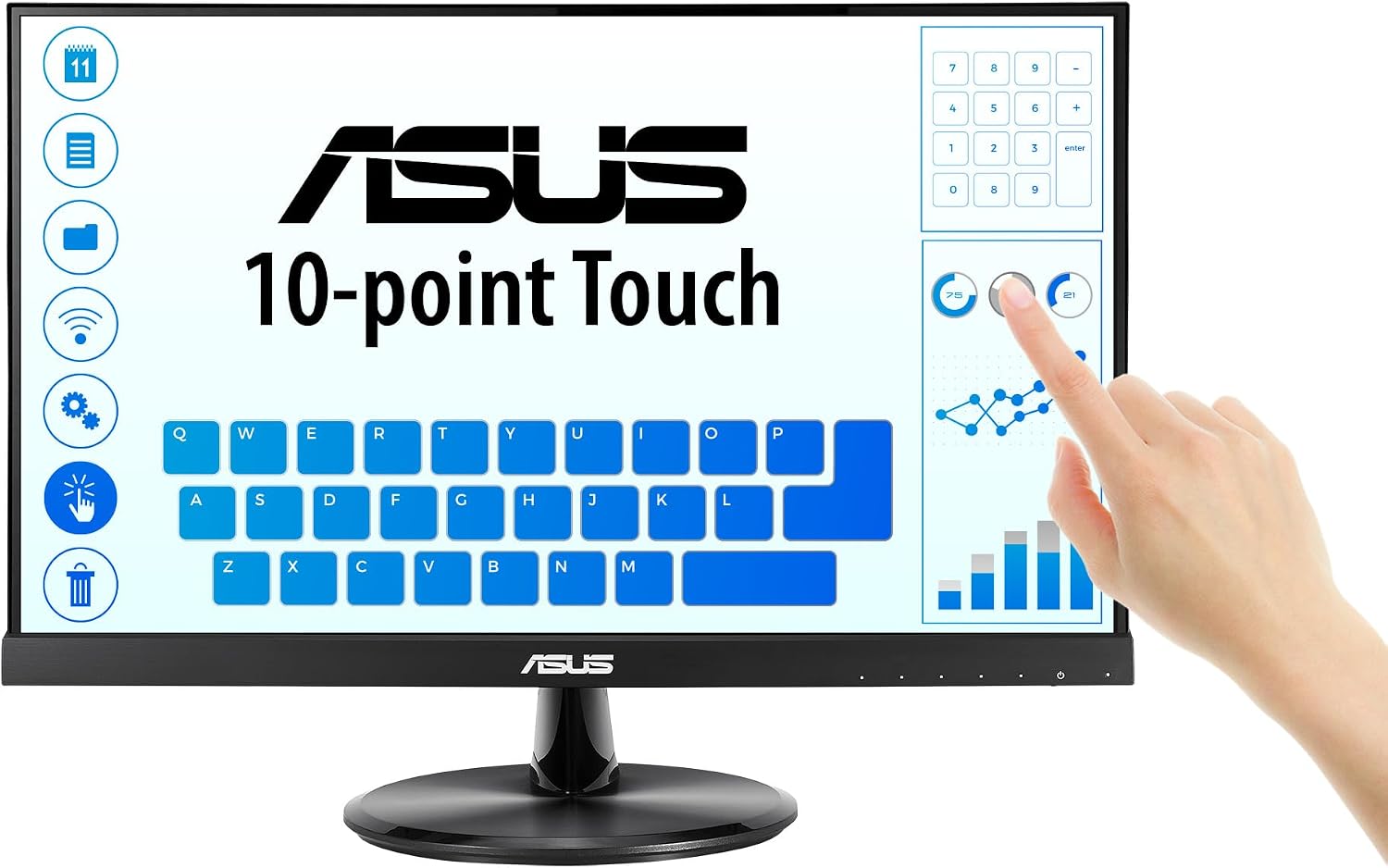 ASUS VT229H 21.5' Monitor 1080P IPS 10-Point Touch Eye Care with HDMI VGA, Black
