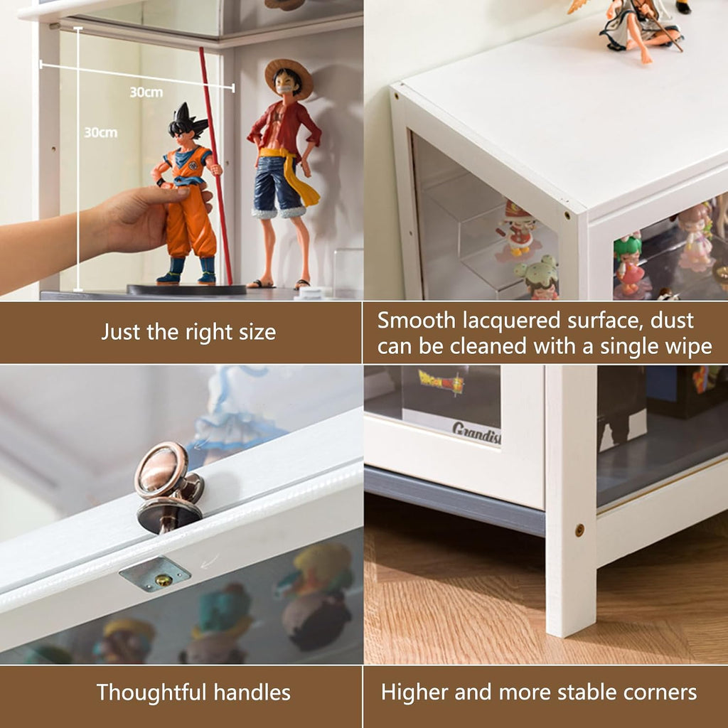 Showcase Display Cabinet 4 Tier Curio Display Cabinet Shelves with Acrylic Door Curio Display Cabinet,Collectibles Toy Organizers Rack & Display Shelf Storage Cabinets and Bookcase