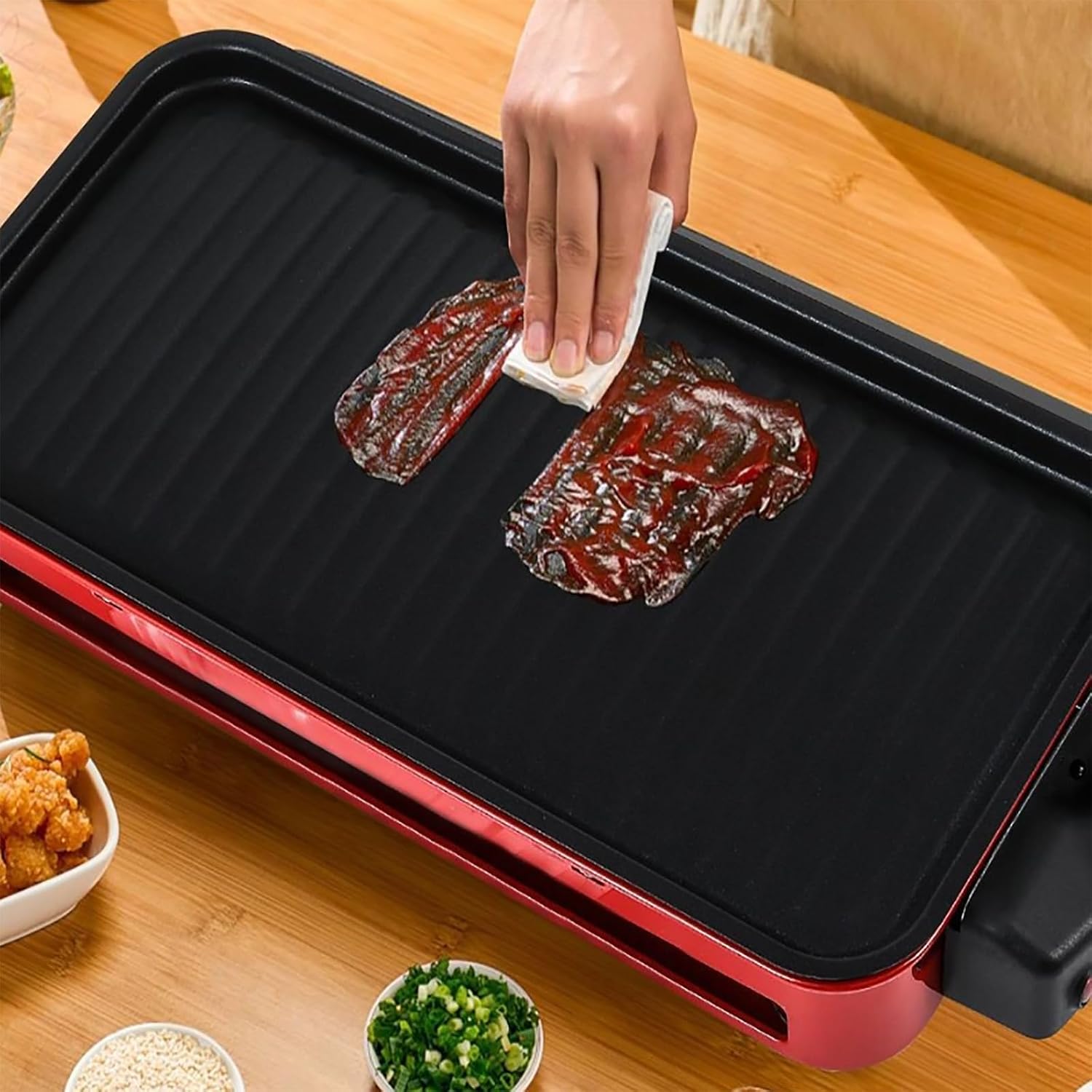 ERICAT Smokeless Indoor Grill, Electric Smokeless Rack with Non-Slip Feet, Non-Stick Cooking Surface and 5 Gear Adjustable Temperature Knob,Even Heating and Detachable Washable, for Bonfire, Patio