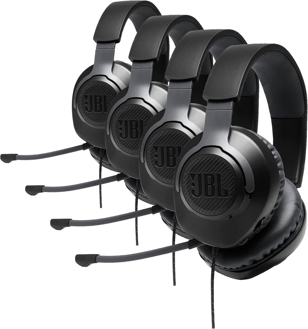 JBL Quantum 100 - Wired Over-Ear Gaming Headphones - Black,Large,(Pack of 4)
