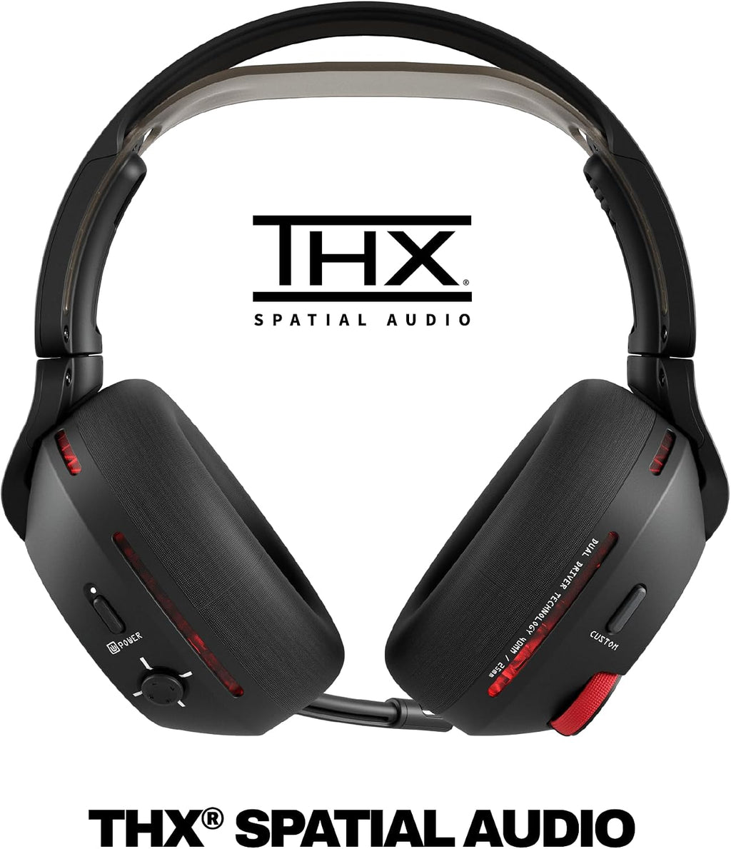 Skullcandy Crusher PLYR 720 Wireless Gaming Headset, Ultimate Immersion and Comfort, THX Spatial Audio, Multi-Sensory Bass and Platform- Digi-Black, Removable Mic, PC, PlayStation, Nintendo