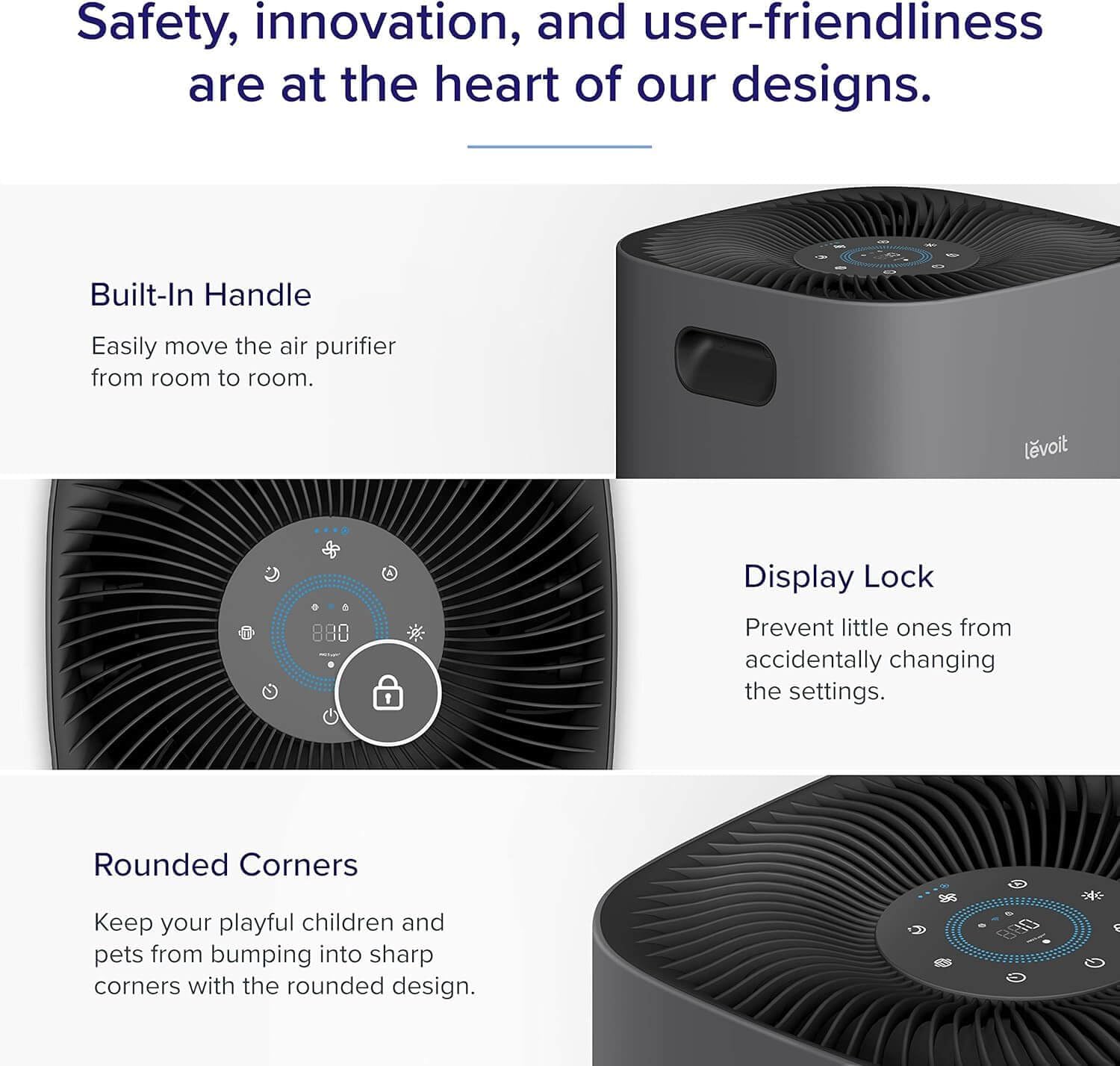Levoit Air Purifiers for Home Large Room Up to 2933 Ft² With HEPA Sleep Mode, AHAM VERIFIDE, Smart WIFI, PM2.5 Monitor, 3-in-1 Filter For Smoke, Pet Allergies, Dust, Alexa Control, Core 600S-P, Grey