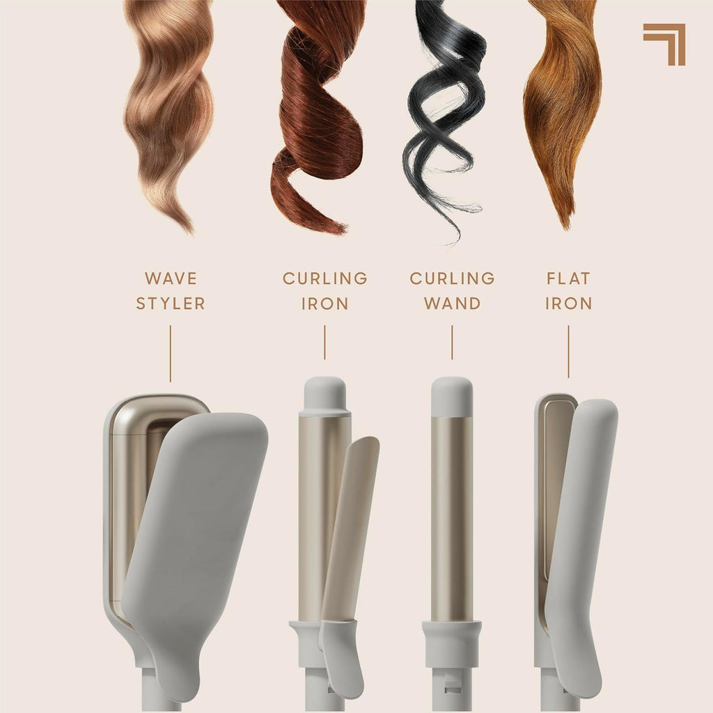 Sharper Image® Revel 4-In-1 Styling Iron |4 Attachments| Multi-Styler 1' Curling Wand, Wave Styler, Flat Iron| Adjustable Heat| Ceramic Tourmaline Technology|Hair Straightener & Curler| Gift for Women