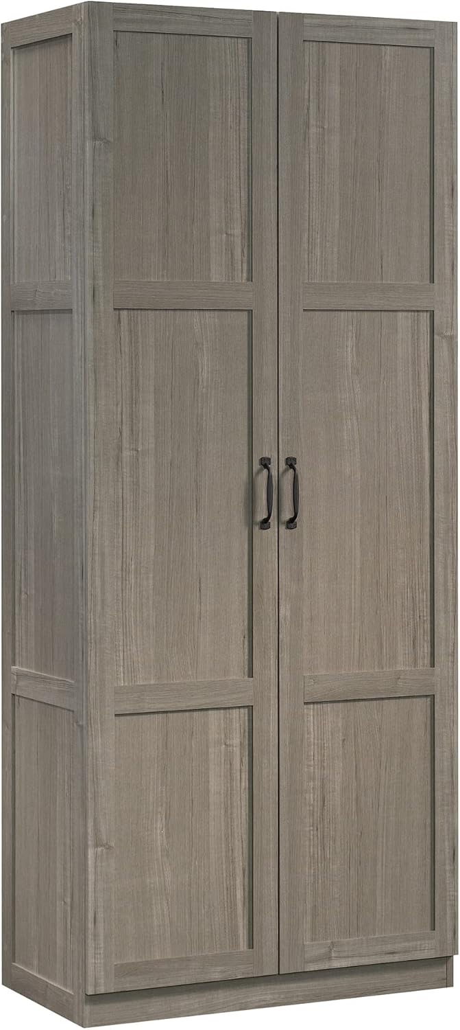 Sauder Select 71' Storage Cabinet, Pantry Cabinet Kitchen Storage with Adjustable Shelves, Bathroom Storage Cabinet, in Silver Sycamore