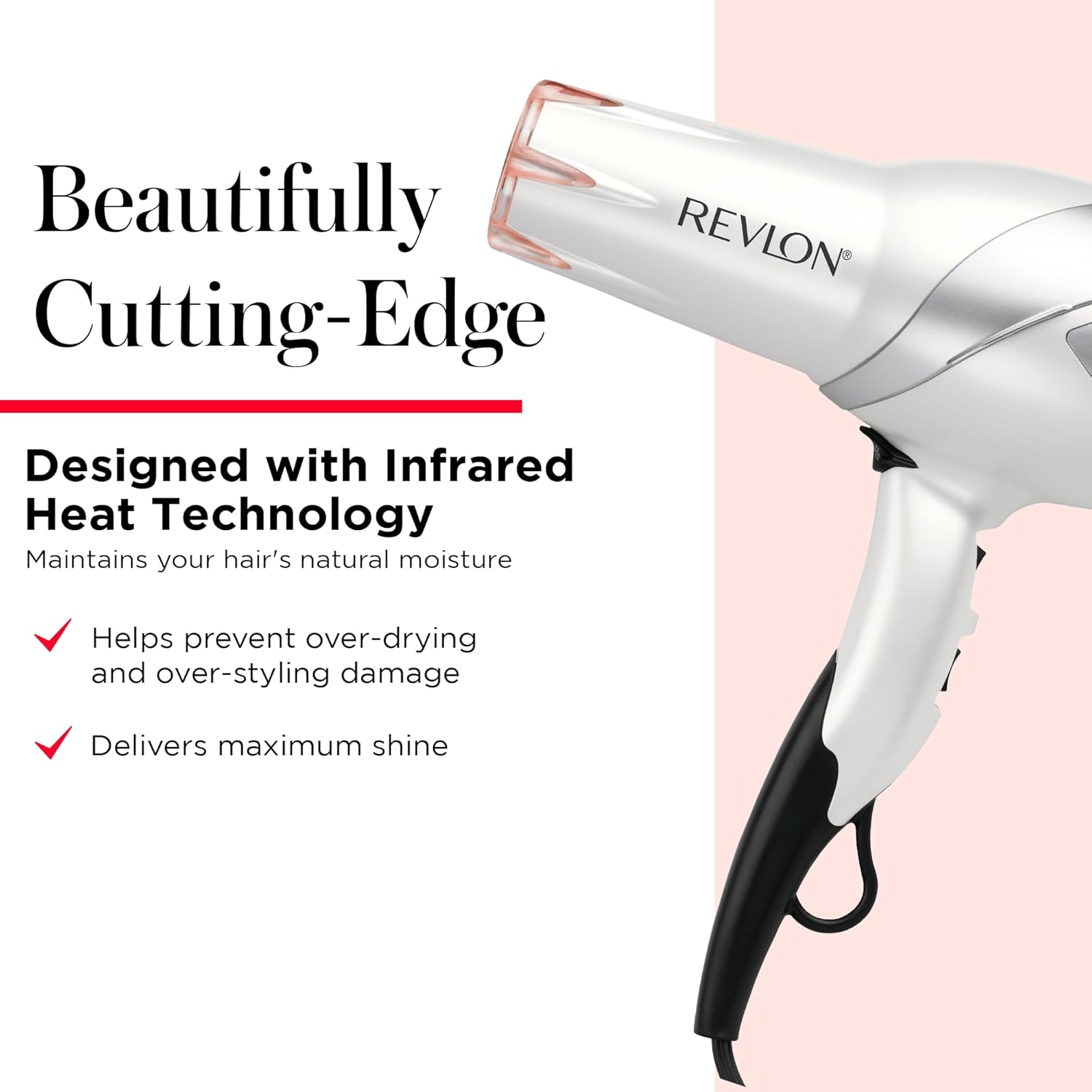 REVLON Infrared Hair Dryer with Diffuser & Concentrator - Ionic Ceramic Blow Dryer for Frizz Control,Shine,Soft Hair & Moisture Protection - 1875W Professional Salon-Quality (White),(Pack of 12)