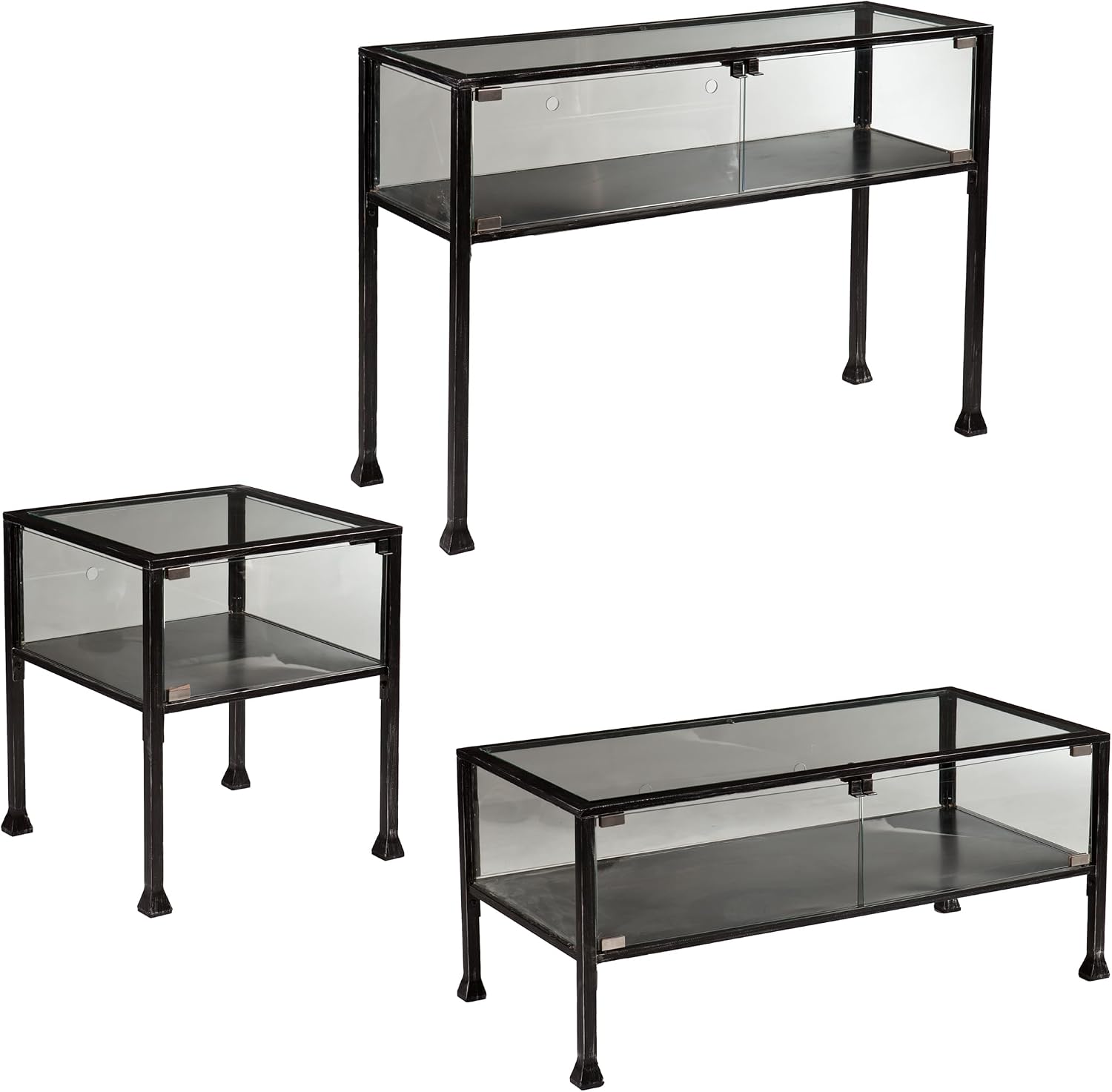 SEI Furniture - Terrarium Display Console - Transitional Design, Black Finish - Ideal for Entryway, Living Room (CK8863)