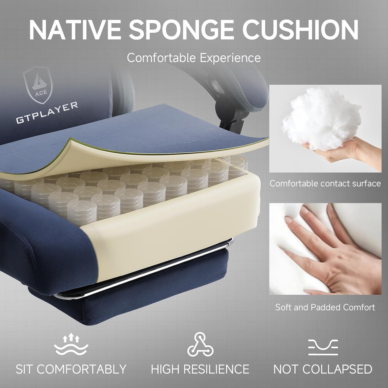 GTPLAYER Gaming Chair, Computer Office Chair with Pocket Spring Cushion, Linkage Armrests and Footrest, High Back Ergonomic Computer Chair with Lumbar Support Task Chair with Footrest