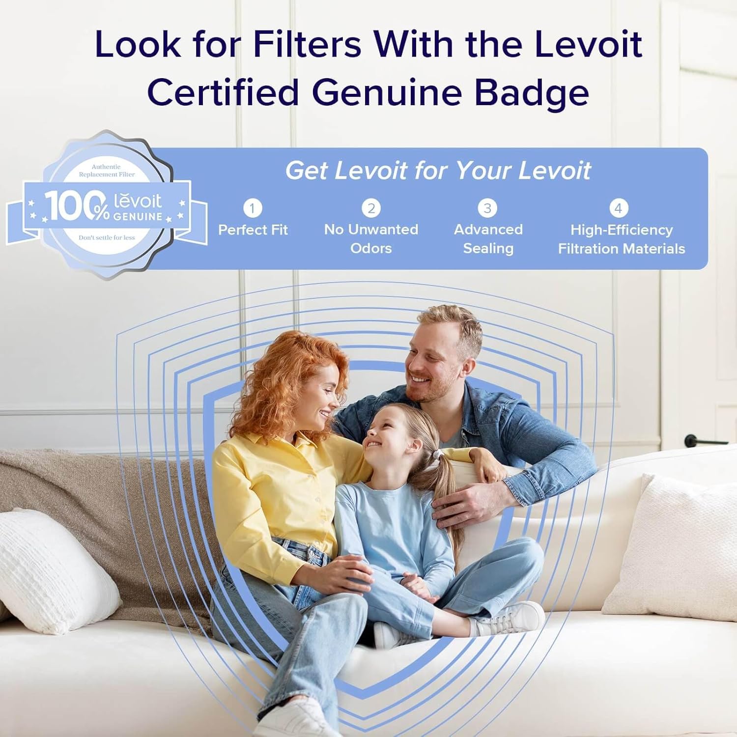 Levoit Air Purifier for Home Bedroom, Quiet Clean with Washable Pre-Filter for Dander, Smoke, Dust, Pollen, AHAM VERIFIED, Odor Eliminators for Medium Sized Rooms, Pet Hair Remover, Vital 100, White