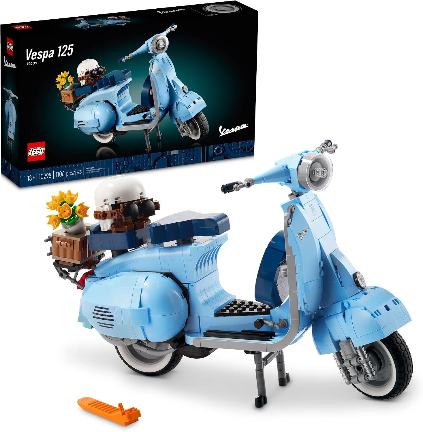 LEGO Icons Vespa 125 Scooter Model Building Kit 10298, Vintage Italian Iconic Model Moped, Display Home Décor Set for Adults, Relaxing Creative Hobbies, Gift Idea