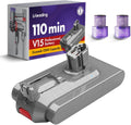 V15 Runtime Battery Replacement: Compatible with Dyson V15 Models, Animal, Torque Drive, Total Clean, Outsize, SV15, SV16, SV22, SV28, 970425-01, Includes 2 Filters