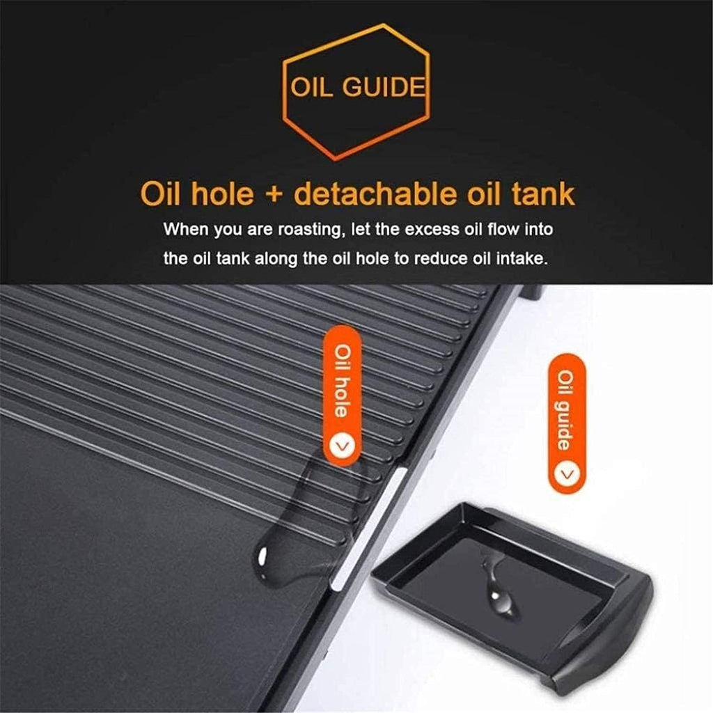 Electric BBQ Grill Indoor Electric Grill Multifunction Healthy Home Smokeless Non-Stick Barbecue Grilled Bakingpan Large Capacity Multi-Function Pot 1800W,Electric Teppanyaki for Camping, Fryi